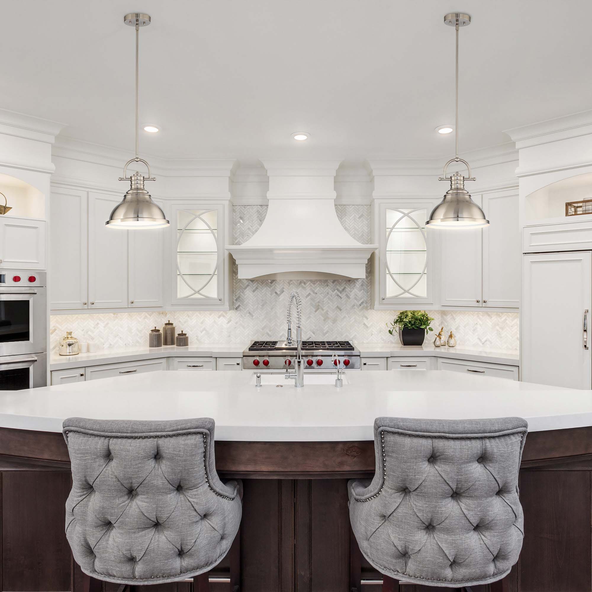 Brushed Nickel 12" Contemporary LED Pendant Light