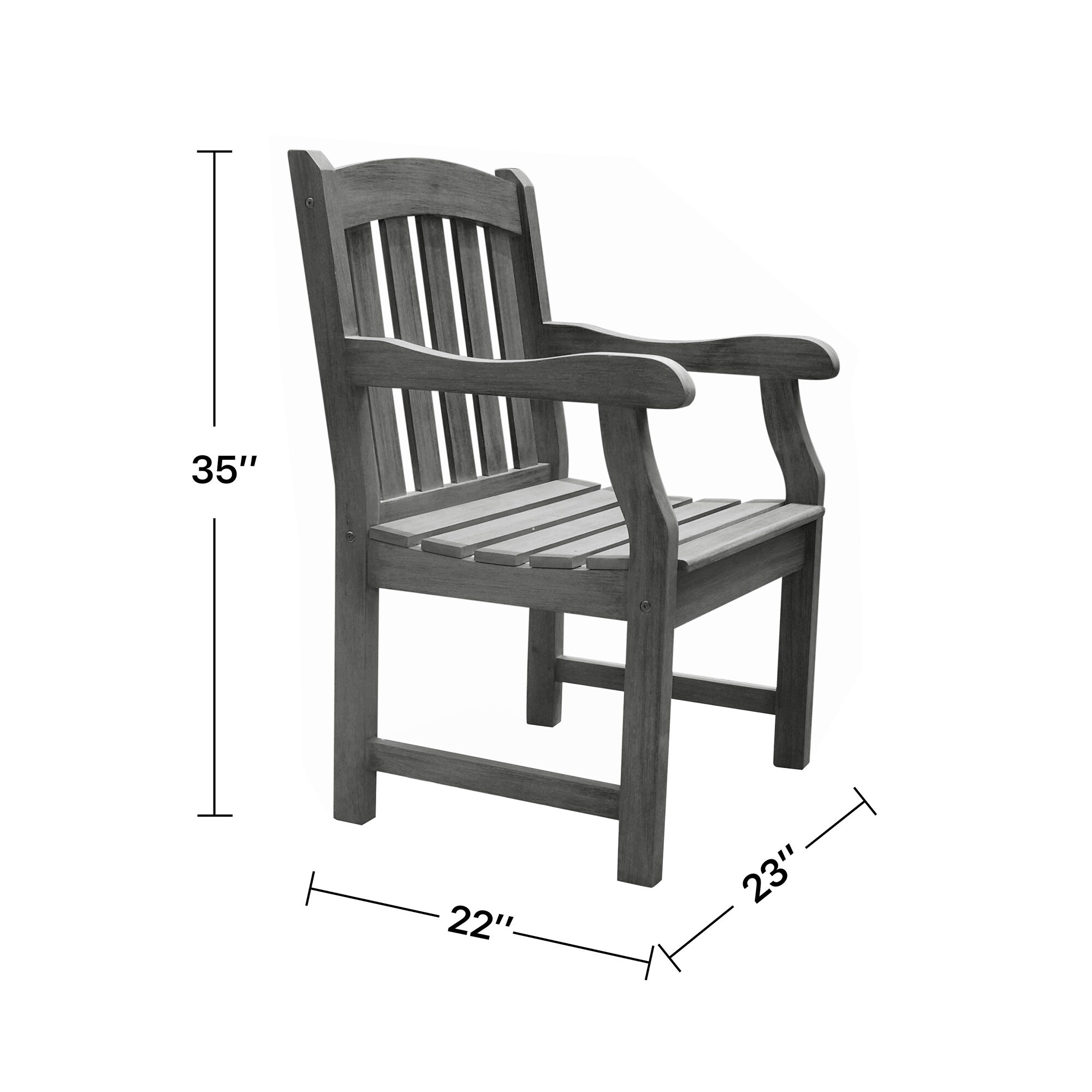 Clihome Outdoor Garden Armchair Natural Wood Frame Stationary 