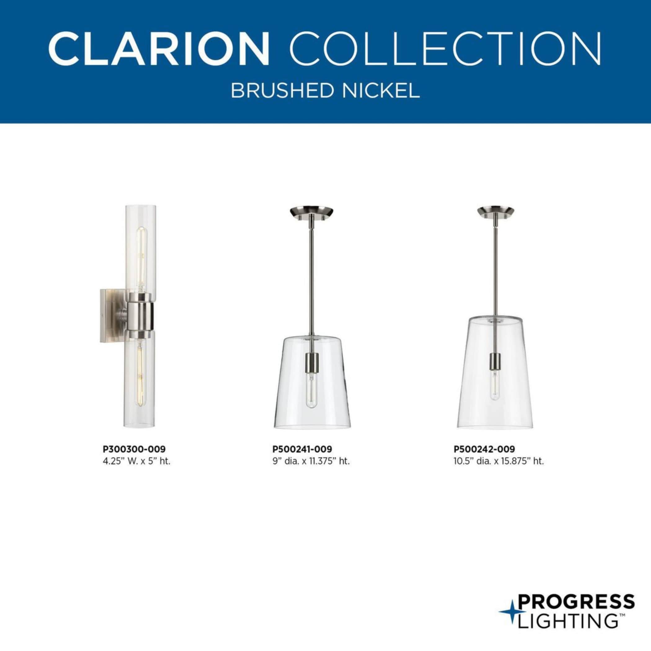Clarion Satin Brass and Glass Pendant Light