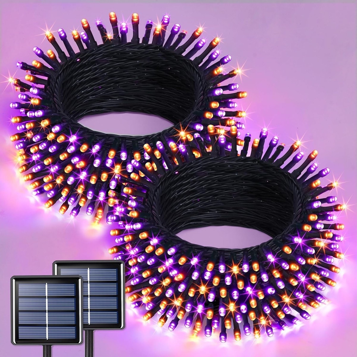 LIUSXAQI  2 Pack Solar Halloween String Lights 151FT 400 LED Orange and Purple Outdoor Waterproof