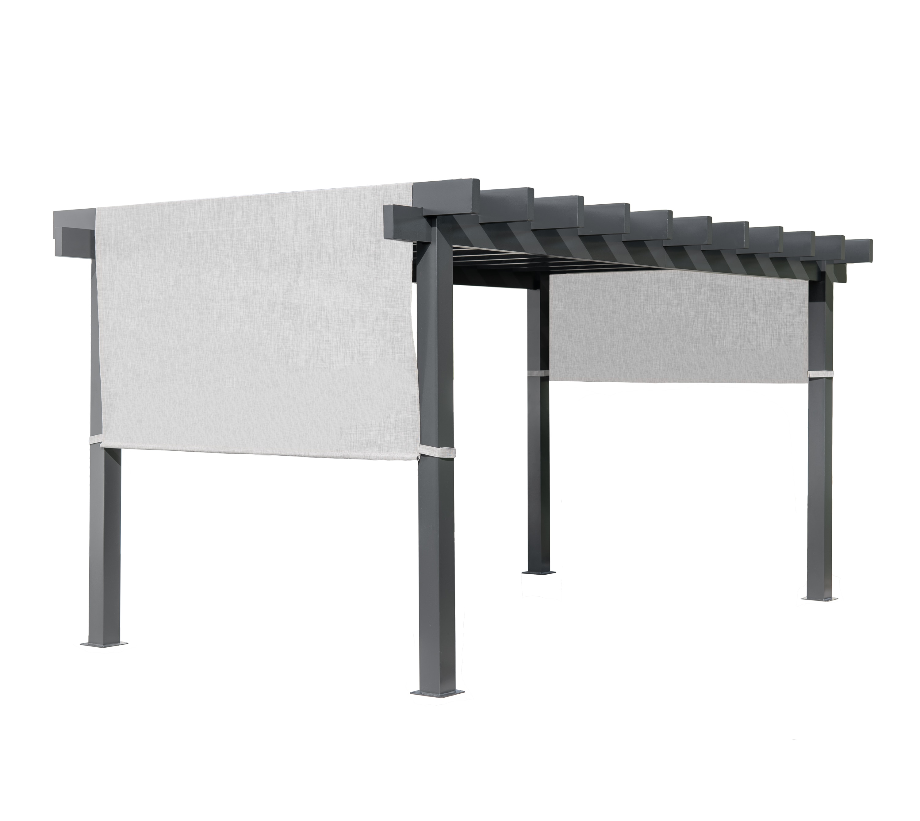 Yamba 10' x 16' Gray Aluminum Pergola with Fabric Canopy