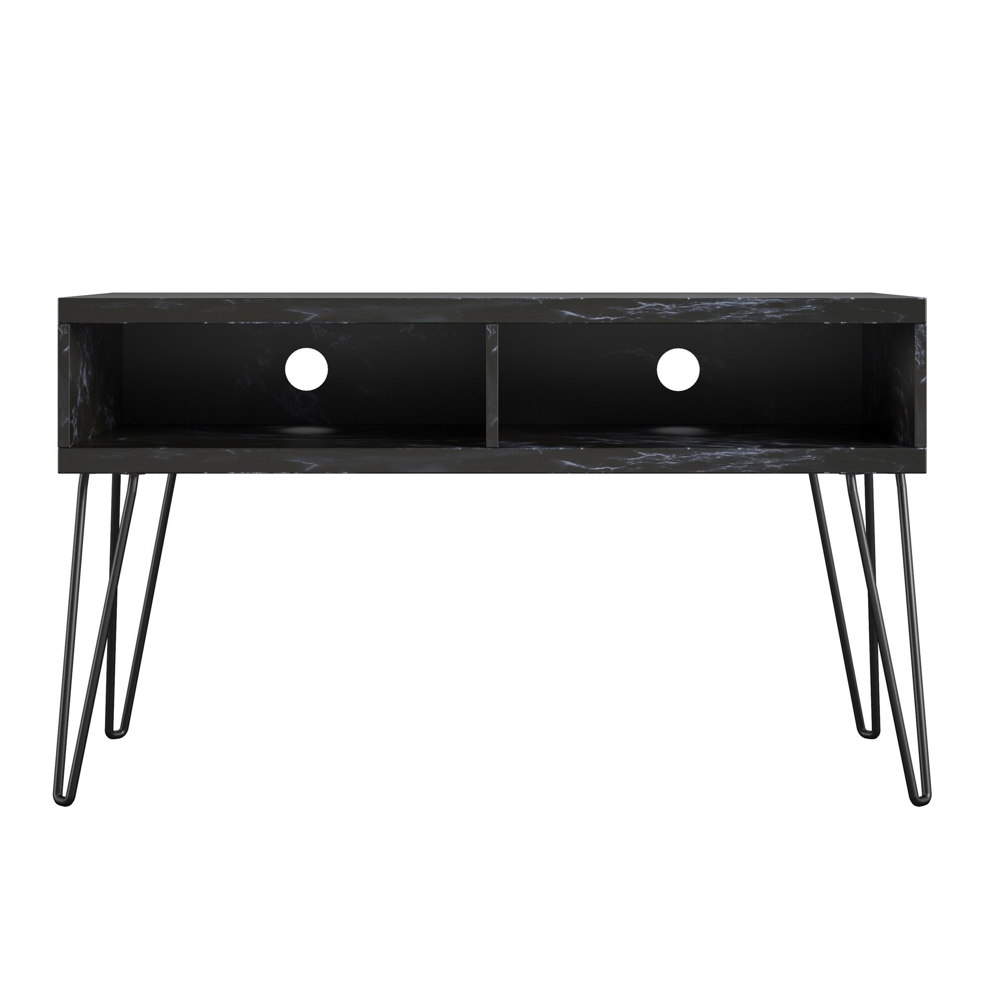 Athena 42'' Sleek Black Faux Marble TV Stand
