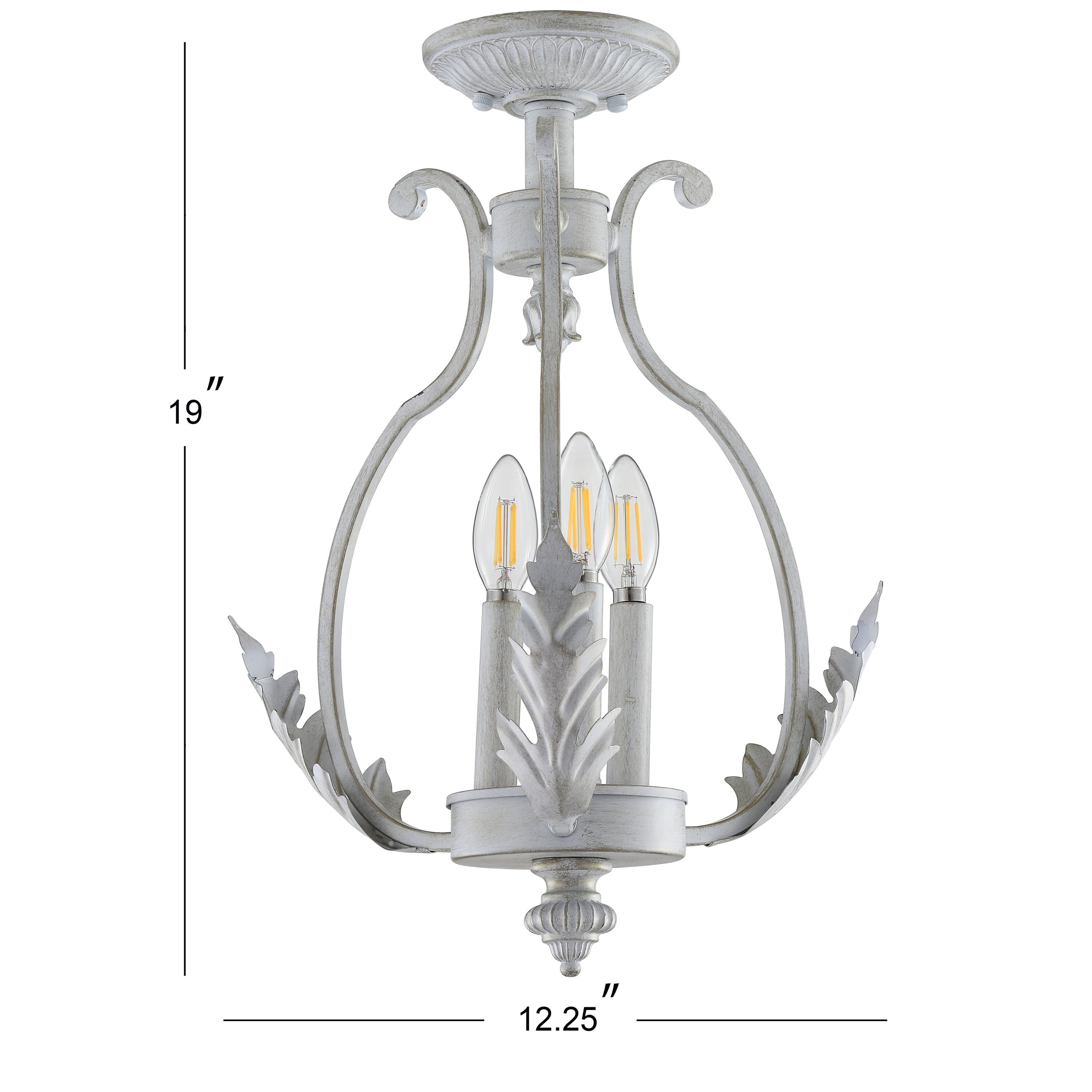 Antique White Metal LED Semi-Flush Mount Light