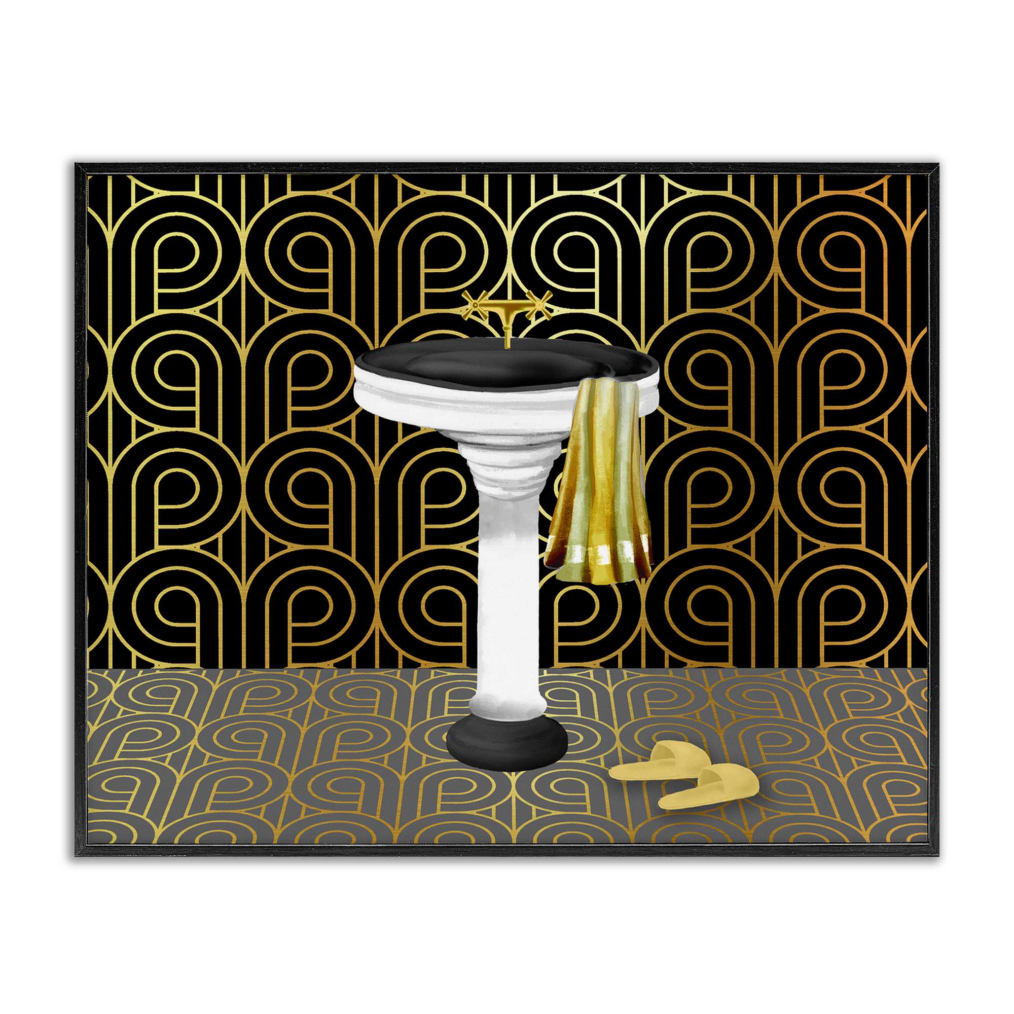 Stupell Industries BT-958-FR-24X30 Bathroom Sink Deco Style Black Framed Giclee Art By Conrad Knutsen 30 x 24