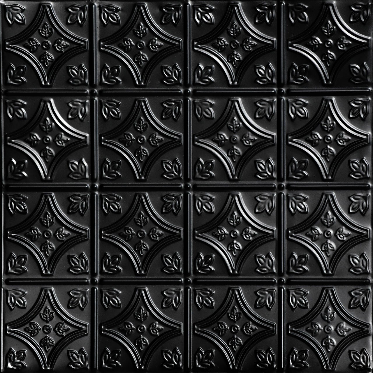 From Plain to Beautiful in Hours SKPC209-BK-24X24-N12 2-ft x 2-ft Tiny Tiptoe Satin Black Steel Surface-mount Ceiling Tile ( 12 -Pack, 48-Sq. Feet / Case )