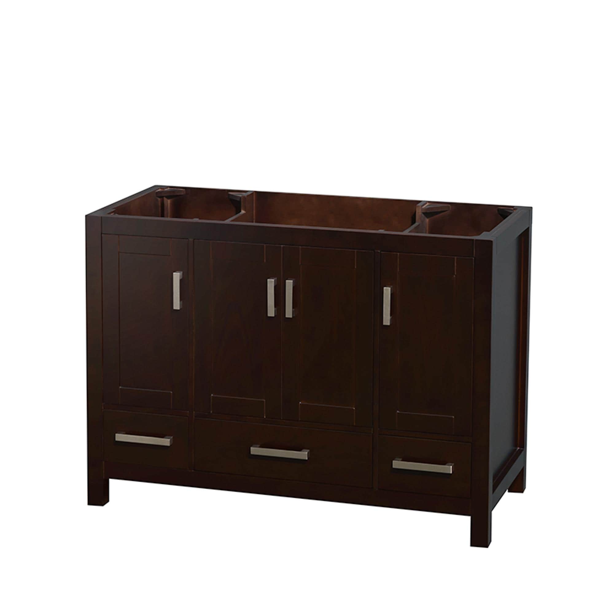 Wyndham Collection WCS141448SESCXSXXMXX Sheffield 48-Inches Espresso with Brushed Chrome Trim Bathroom Vanity Base Cabinet without Top