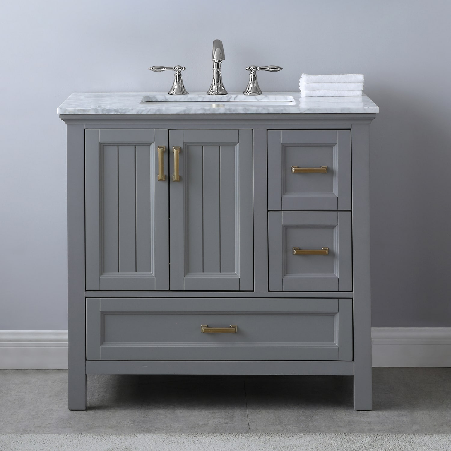Altair 538036-GR-CA-NM Isla 36-in Gray Undermount Single sink Bathroom Vanity with Carrara White Marble Top