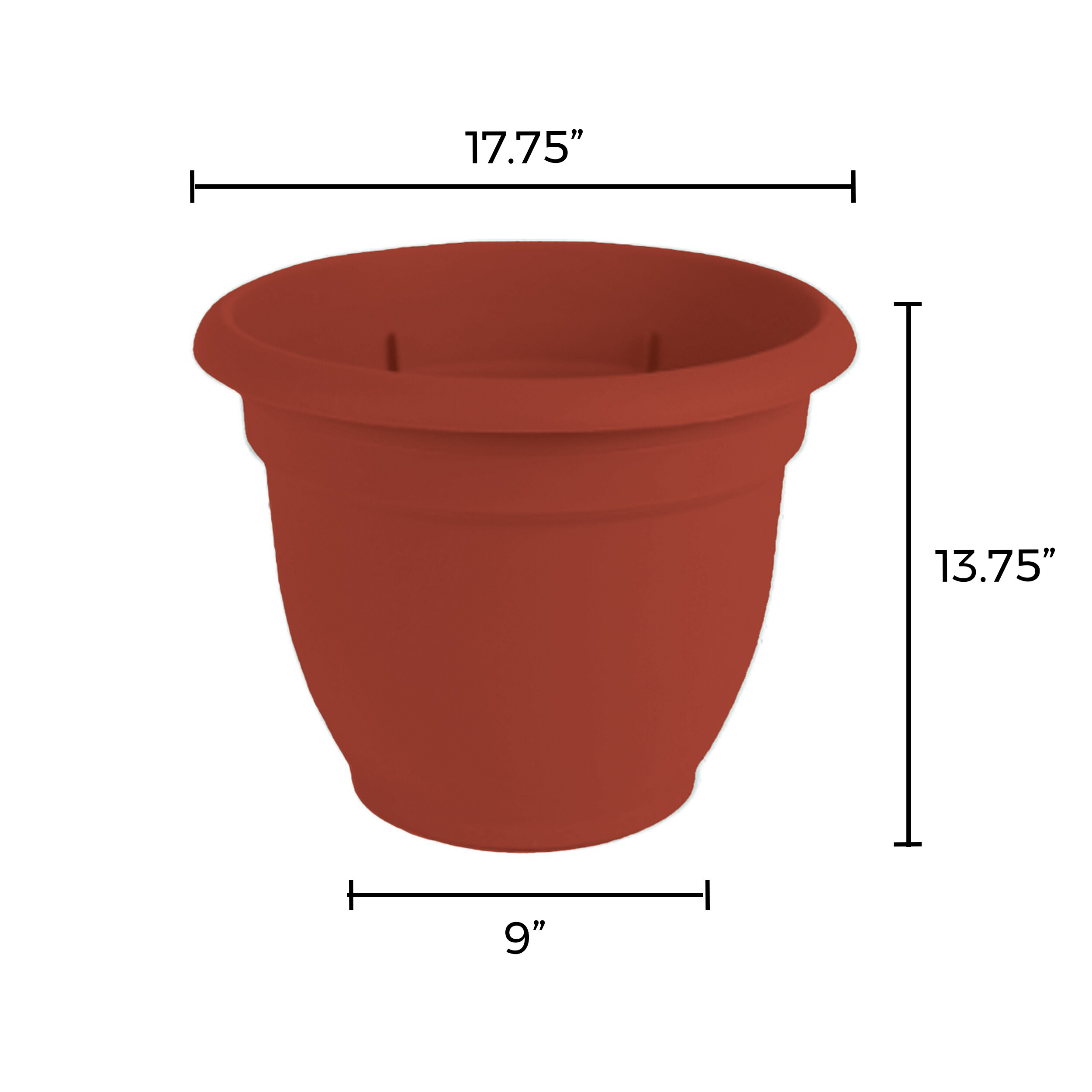 Bloem 17.75-in x 13.75-in Burnt Red Plastic Self Watering Planter in ...