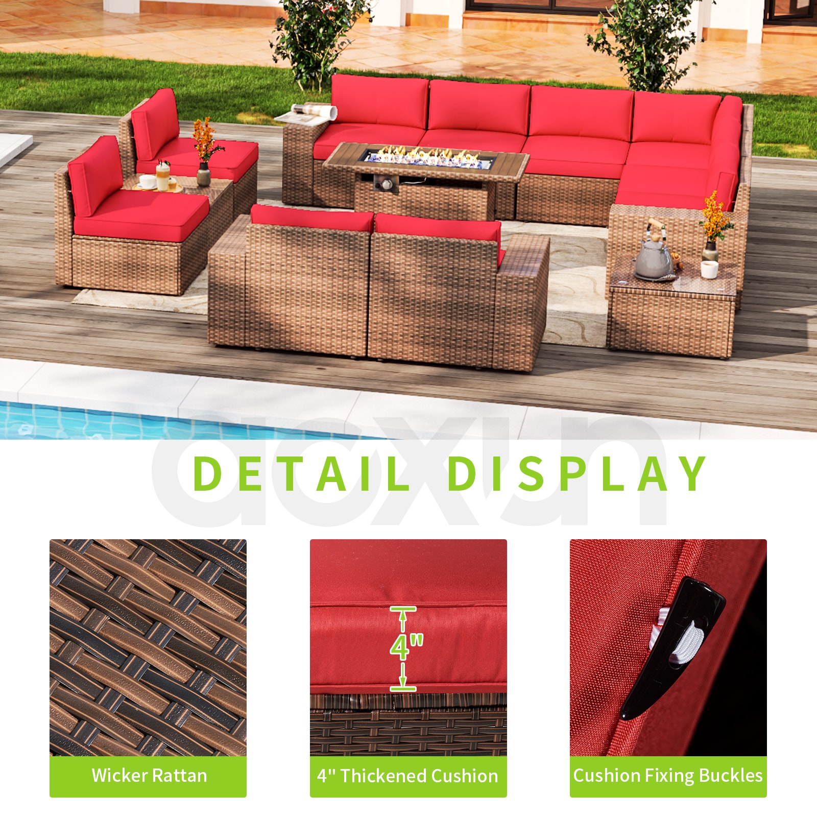 AOXUN G12039RD2AB+026BR-13 Patio-Conversation-Sets - View #4