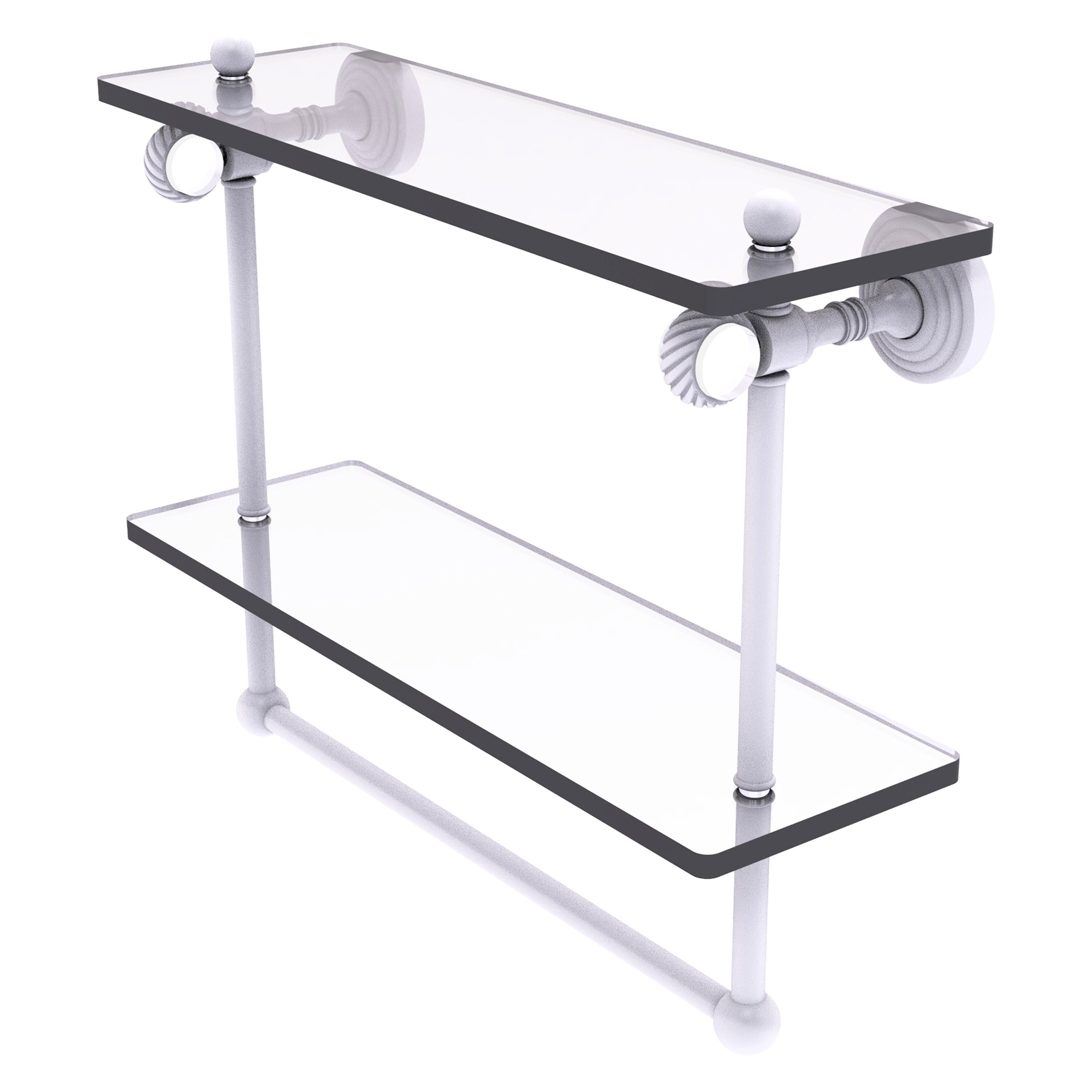 Allied Brass PG-2TBT-16-WHM Pacific Grove Matte White 2 -Tier Wall mount Bathroom Shelf ( 16-in x 13-in x 5-in )