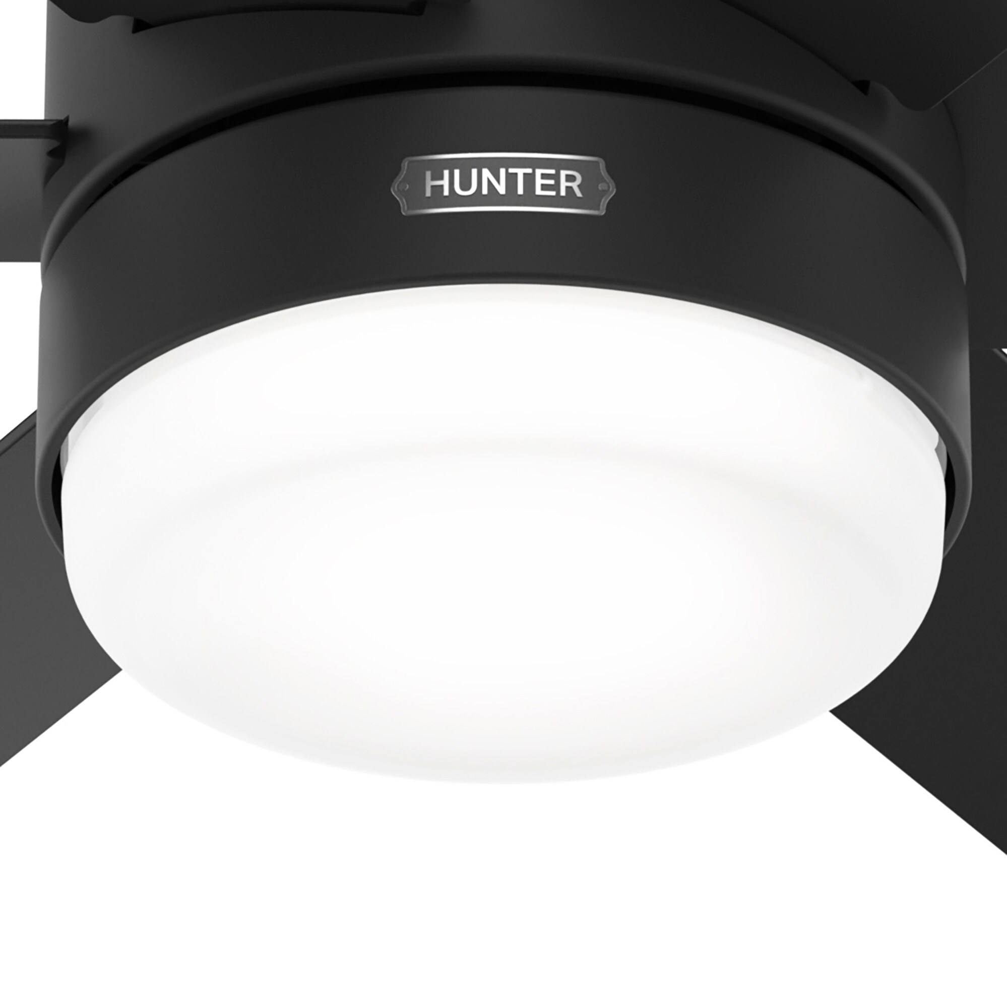 Hunter Marshal 44-in Matte Black LED Indoor Flush Mount Ceiling Fan with Light Remote (6-Blade 