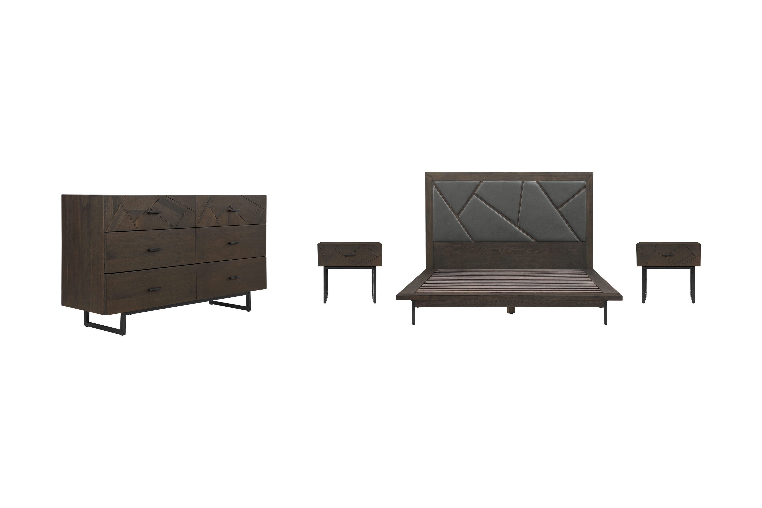 Armen Living SETMUBDGRQN4A Smoke Oak Queen Bedroom Set