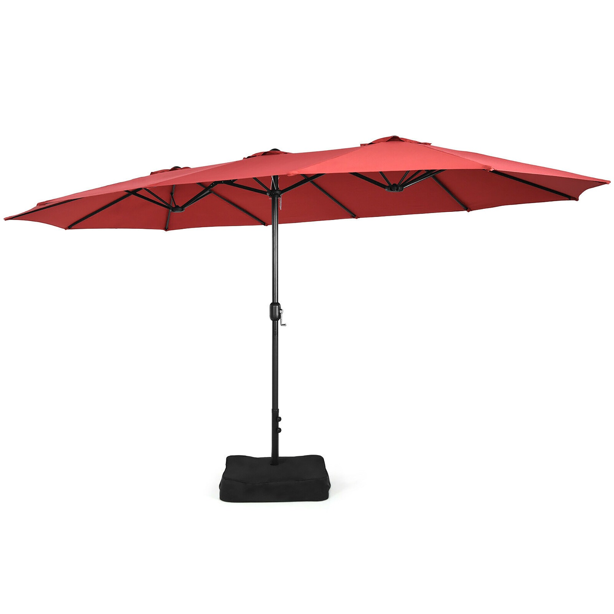 CASAINC FM-002RD 15-ft Steel Red No-tilt Market Patio Umbrella with Base