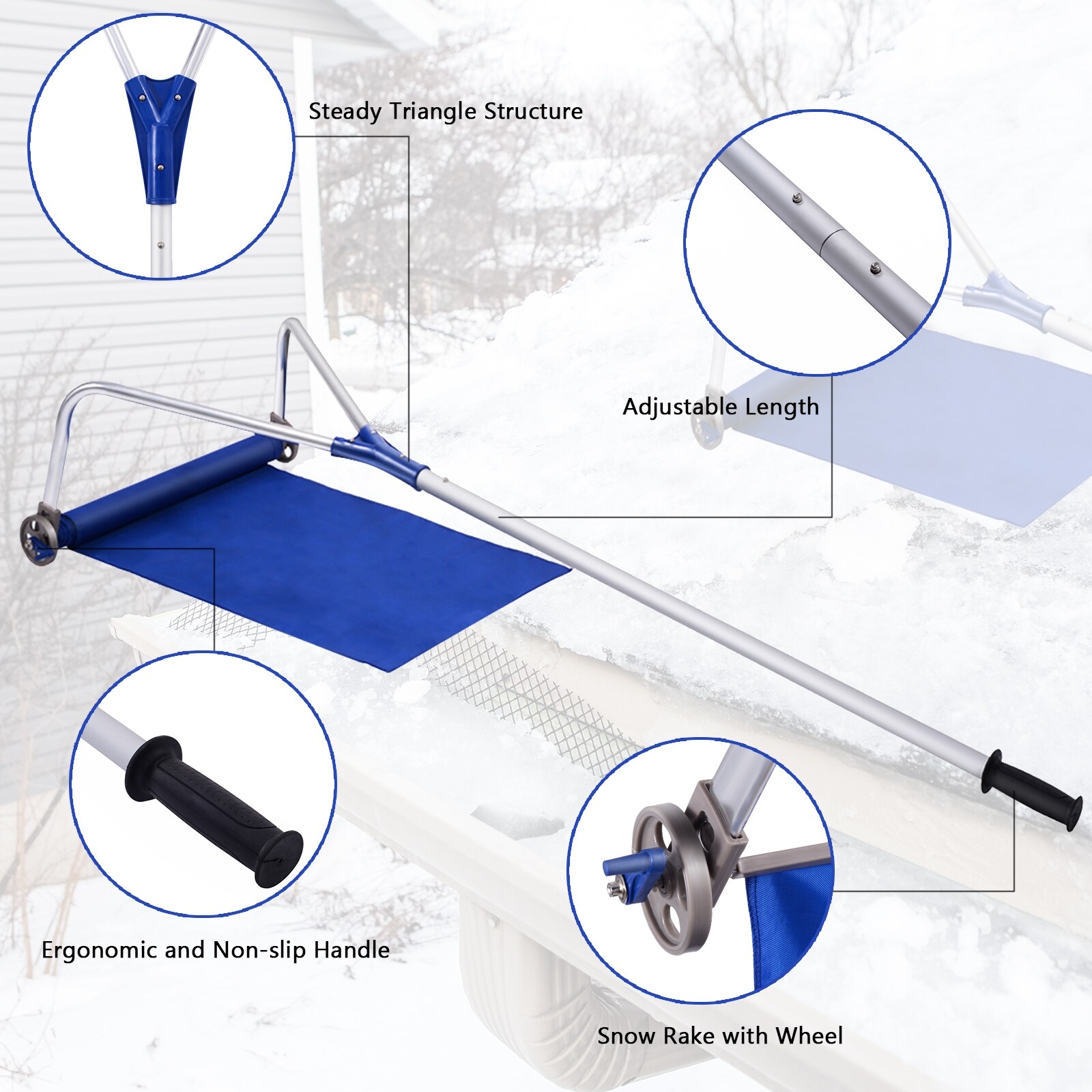 WELLFOR 16-in Aluminum Snow Shovel with 5.5-in Aluminum Handle in the ...