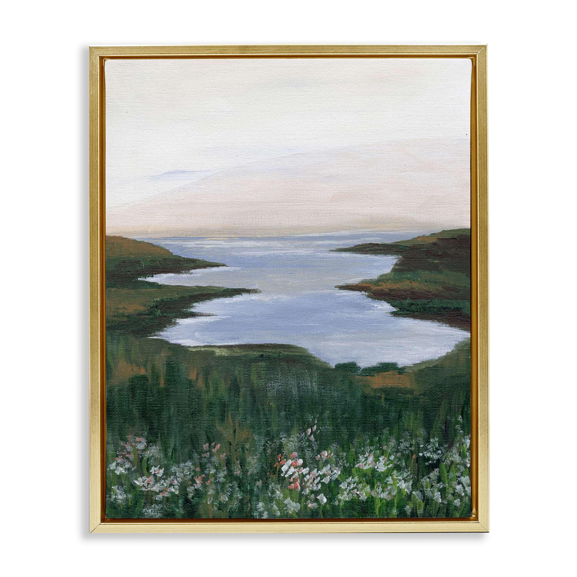 Stupell Industries BS-411-FFG-24X30 Peaceful Greenery by Lake Floating Frame design by Nikita Jariwala