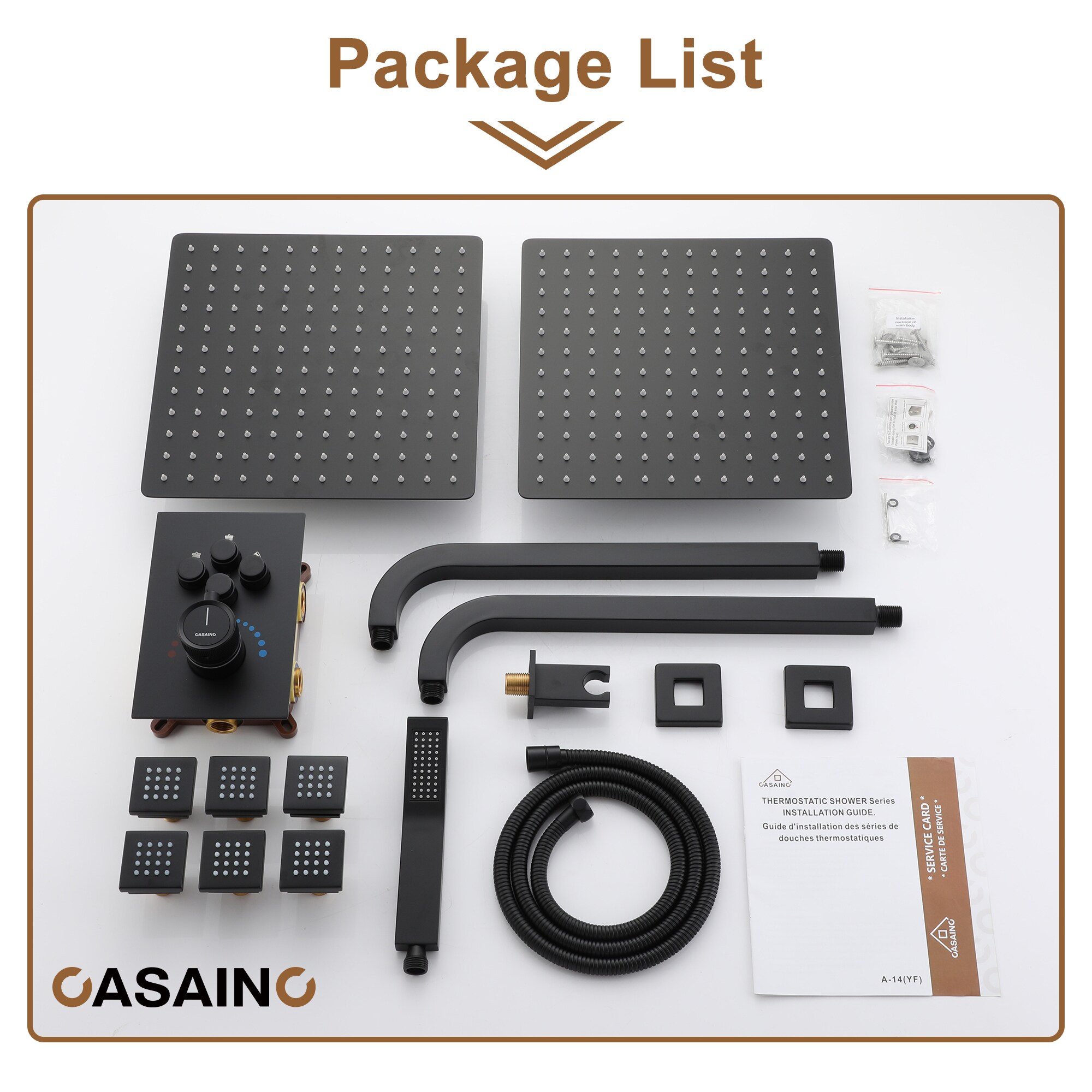 CASAINC HM-T207-SQ-BN Showerhead-Bar-Panels - View #10
