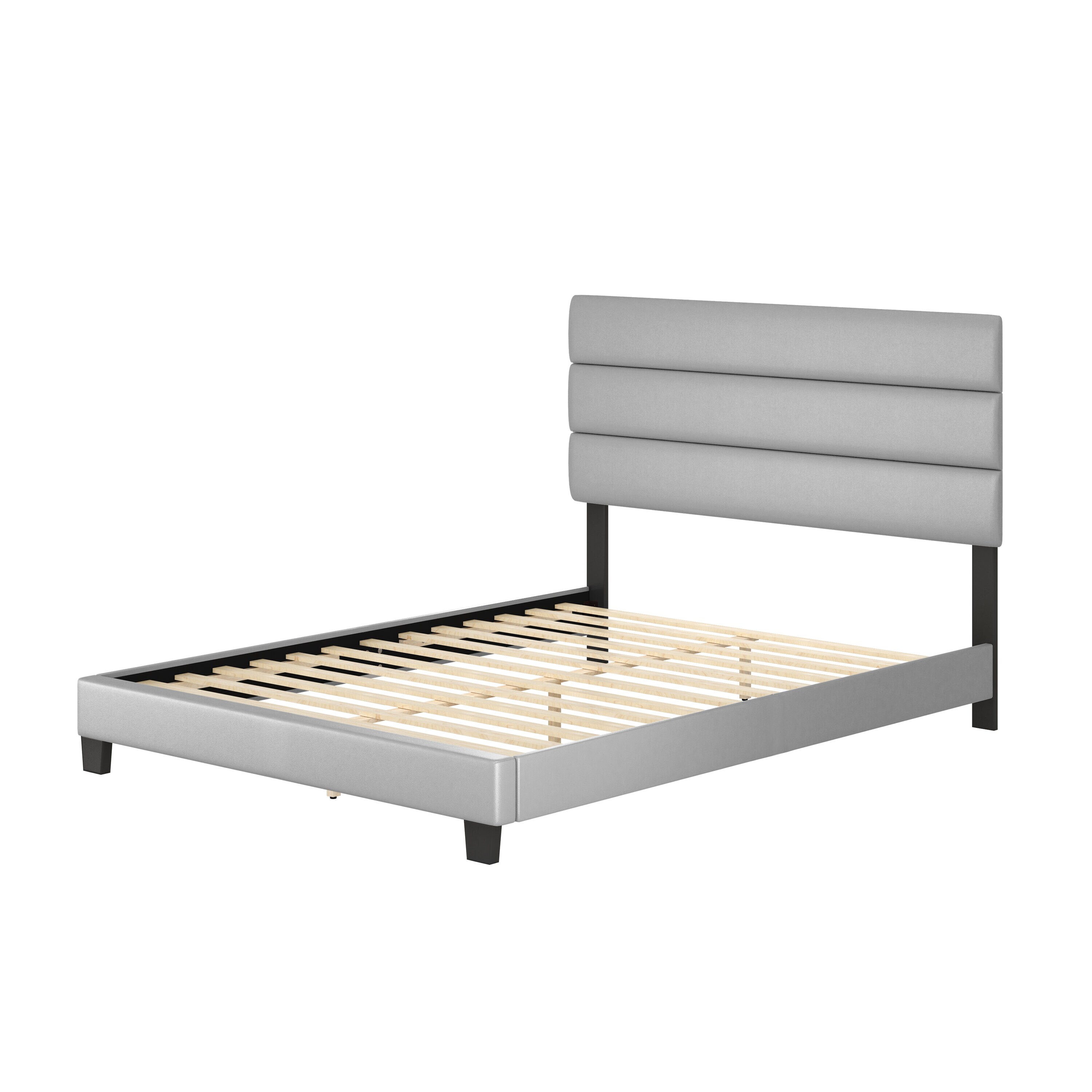 PerformaRest Piedmont Grey Full Faux Leather Platform Bed in the Beds ...