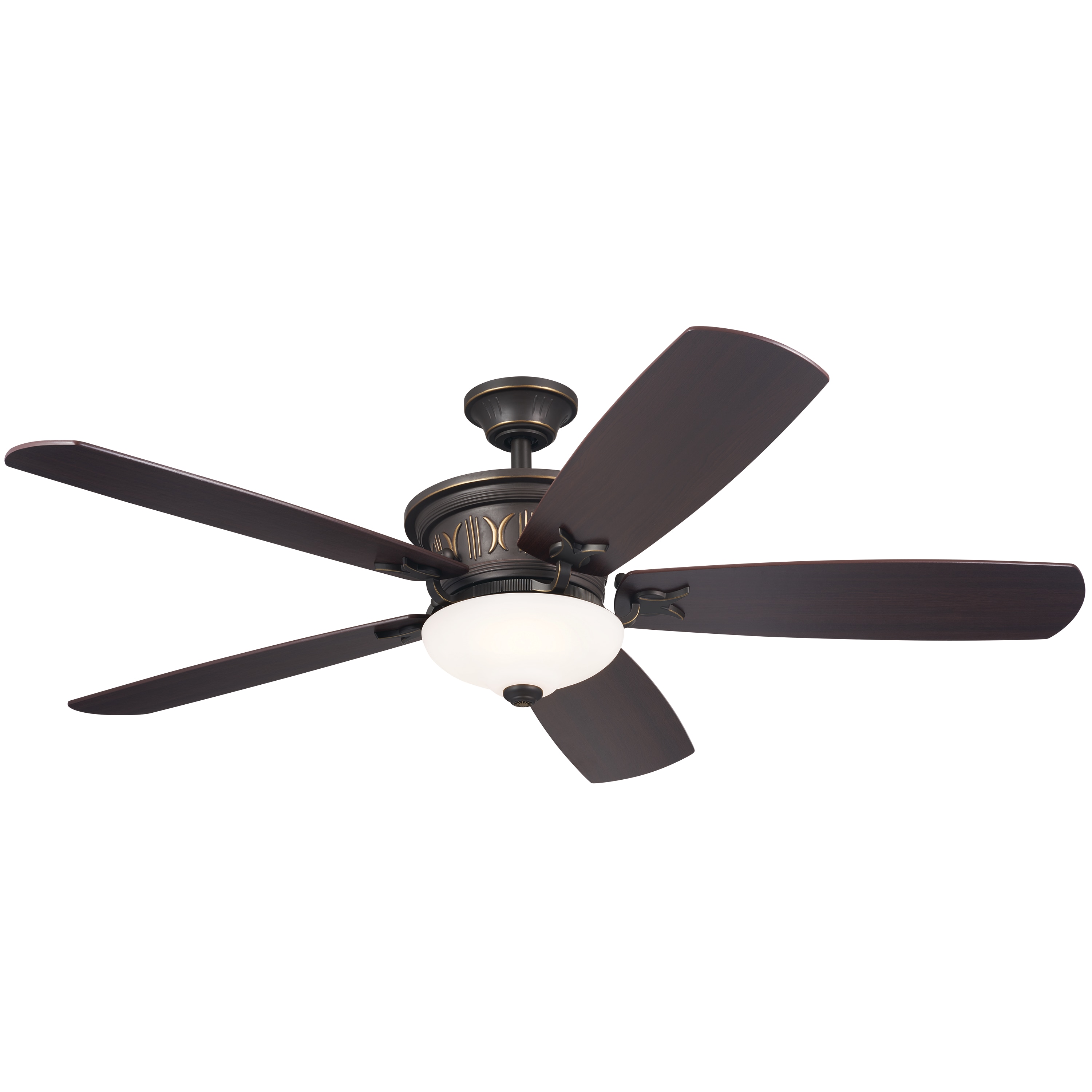 Kichler 300325OZ Crescent 56-in Integrated LED Olde Bronze w/Gold Highlights with Walnut Blades Ceiling Fan With Light - Remote Included ( 5 -Blade )