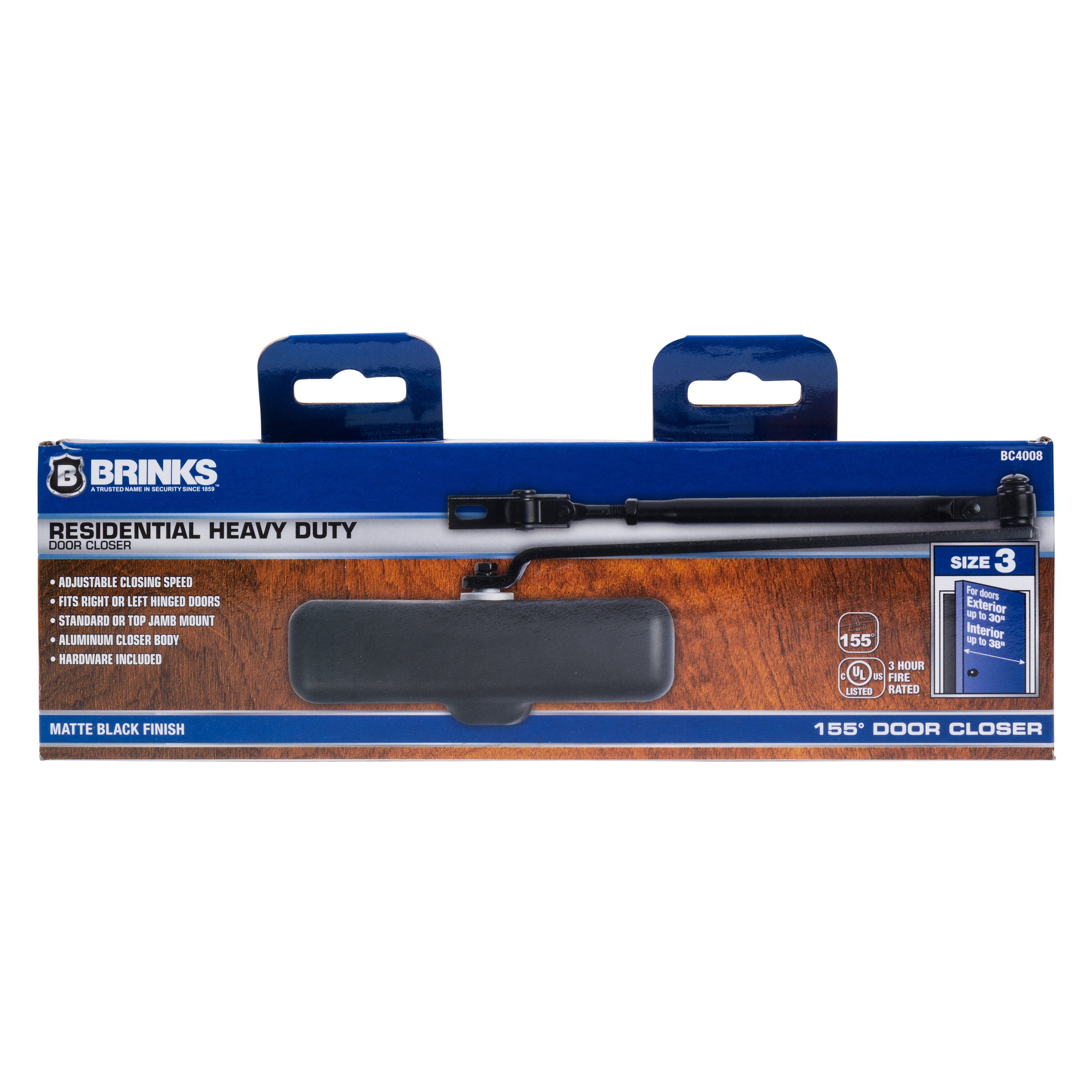 BRINKS COMMERCIAL BC4008 Heavy Duty Matte Black Residential Door Closer