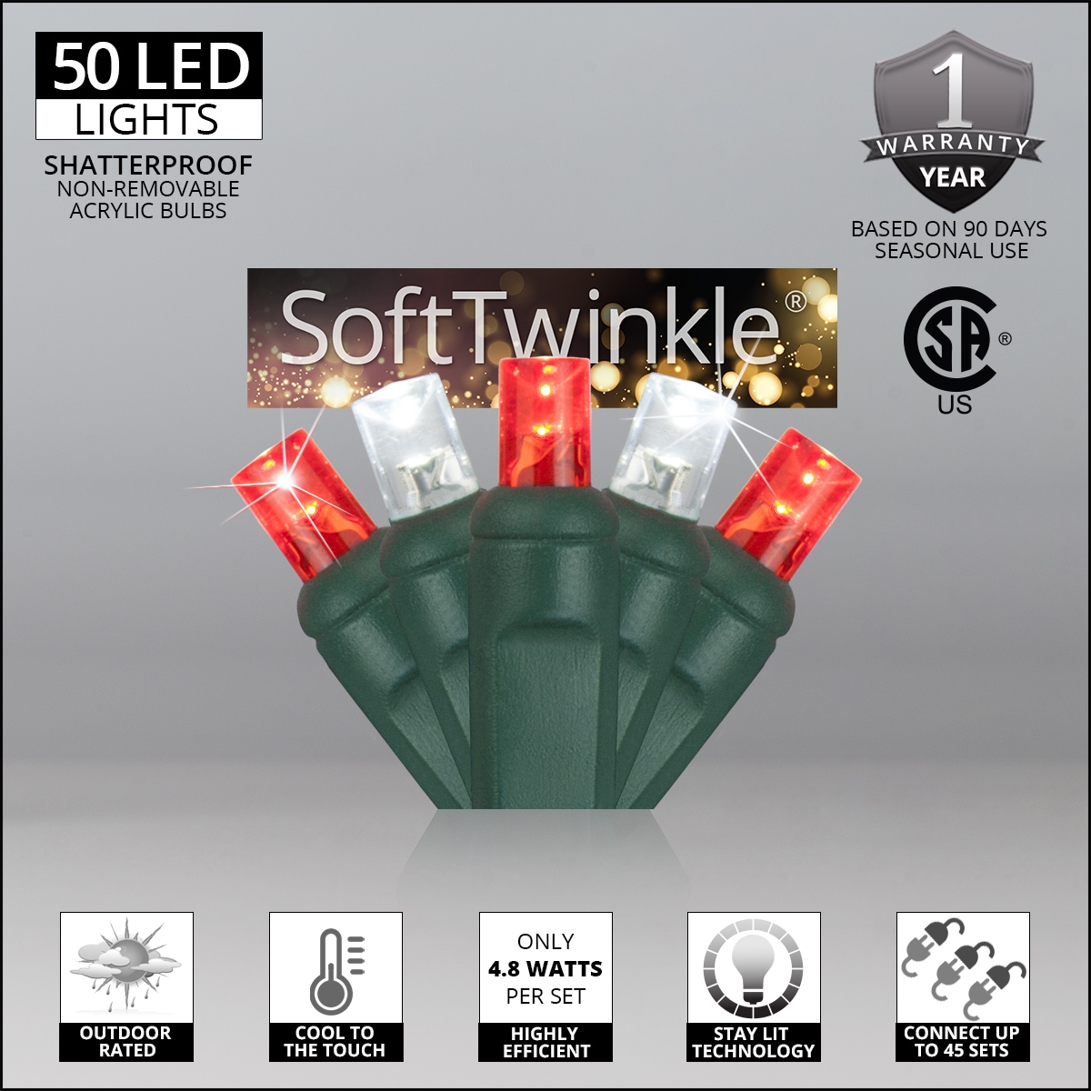 Wintergreen Lighting 79593 Christmas-String-Lights - View #2