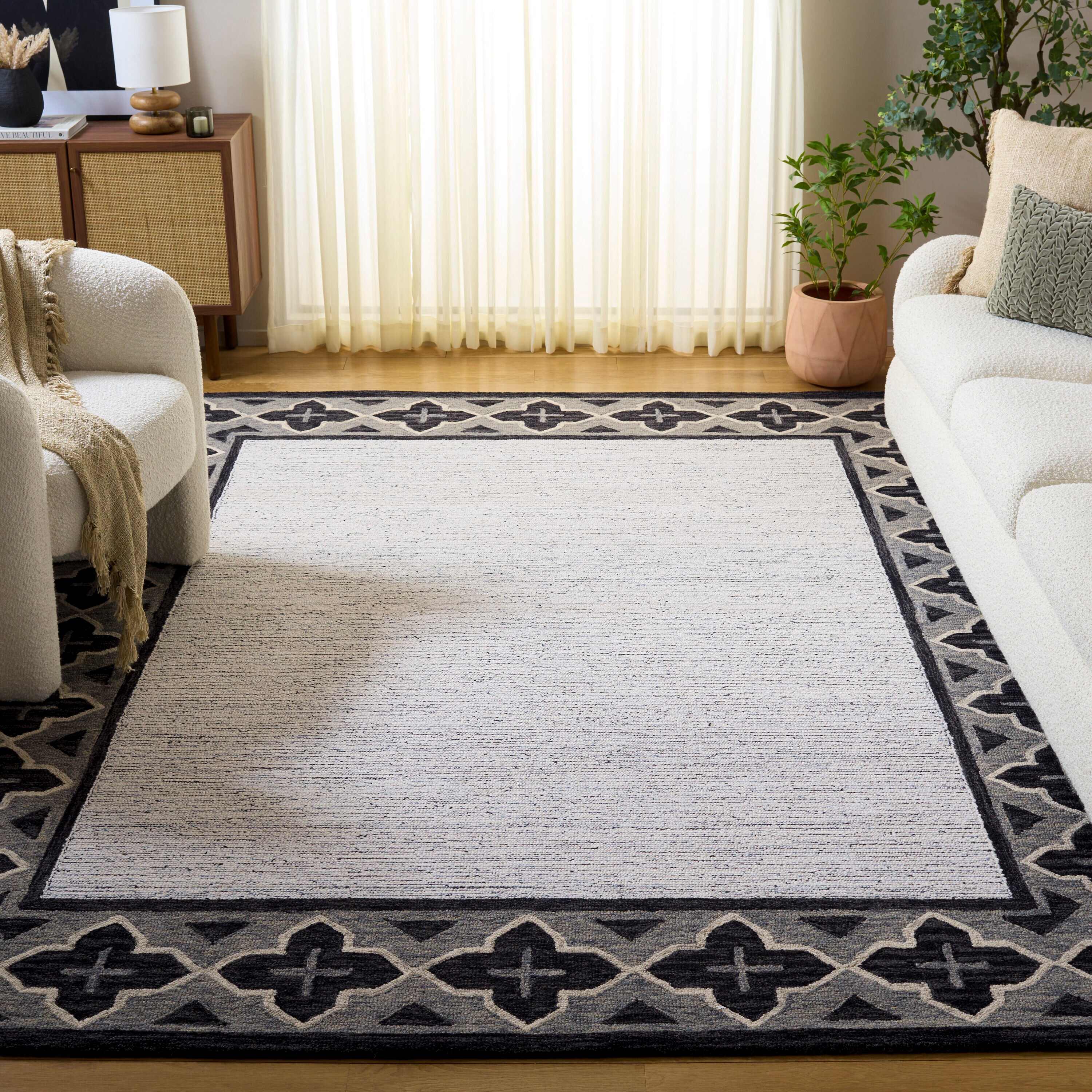  Pine 501 Charcoal/Ivory Transitional 8ft x 10ft Large Rectangle Rug