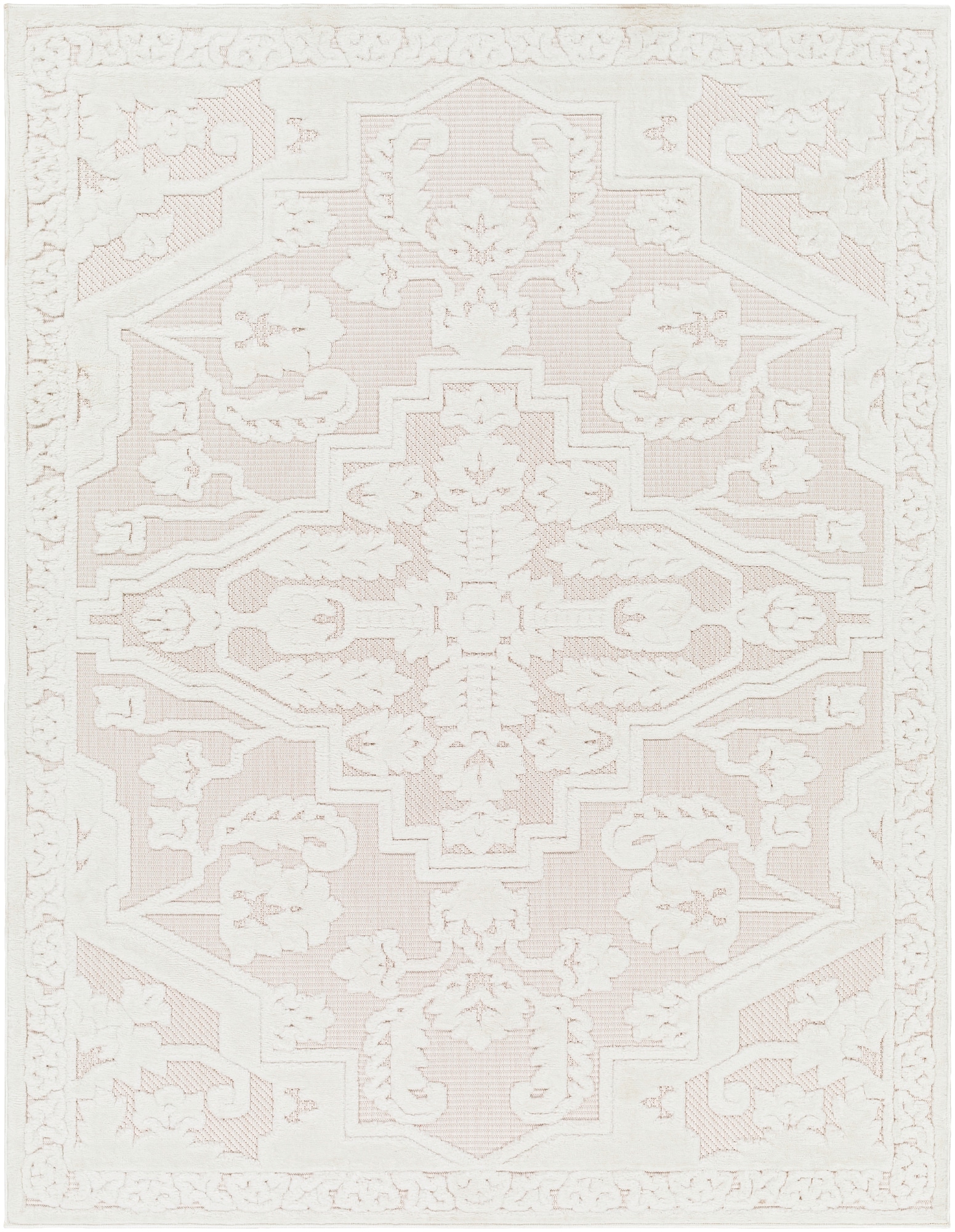 Livabliss SFG2339-71010 San Diego 8 x 10 (ft) Polypropylene White Rectangular Indoor/Outdoor Medallion Oriental Area rug