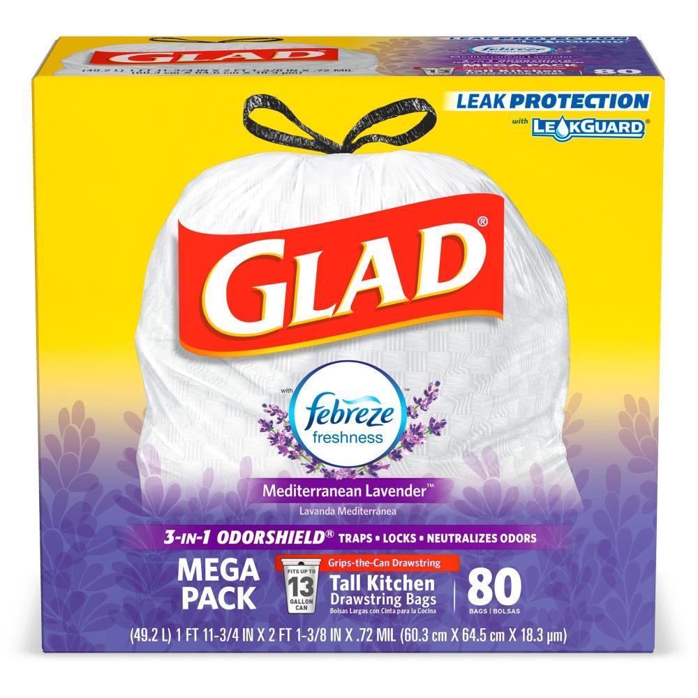 Glad 80-Pack 13-Gallon Fresh Clean White Plastic Kitchen Drawstring ...