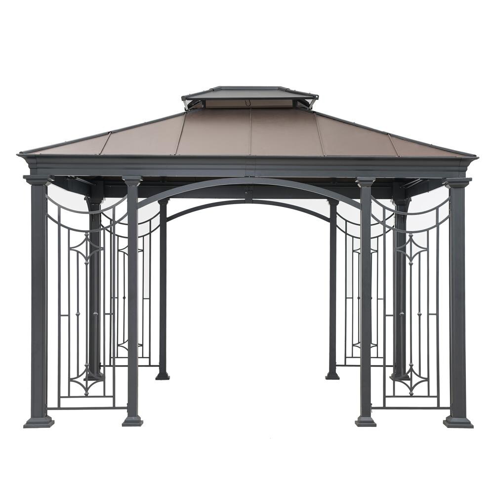 Sunjoy Copper Metal Rectangle Gazebo with Steel Roof (Exterior: 12-ft x ...