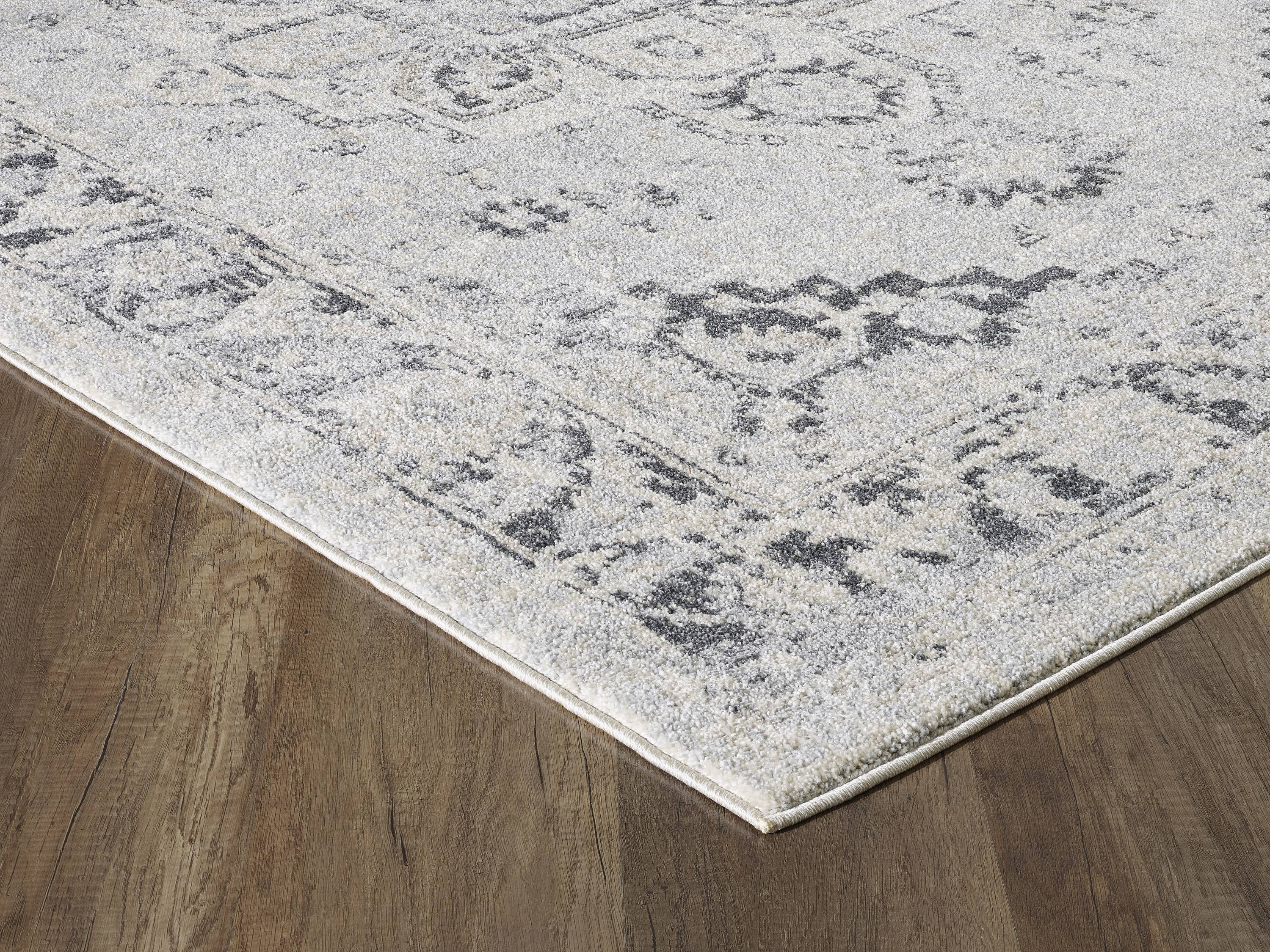 Gray and Cream 5' x 7' Reversible Oriental Synthetic Rug