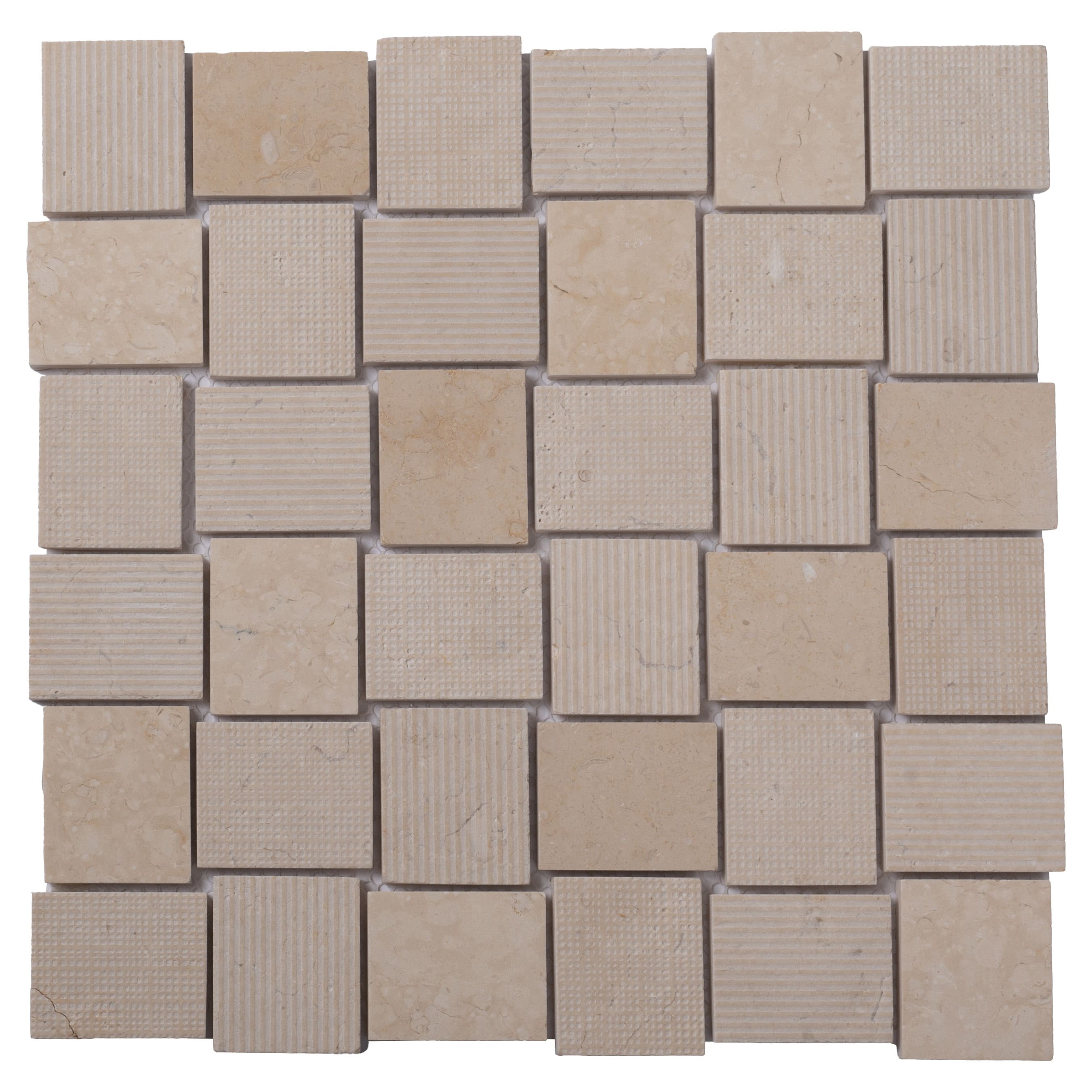 Apollo Tile APLBL8806CMA Sparta Beige 11-in x 11-in Polished Natural stone Patterned Mosaic Floor and Wall Tile ( 4.13-sq ft Carton )