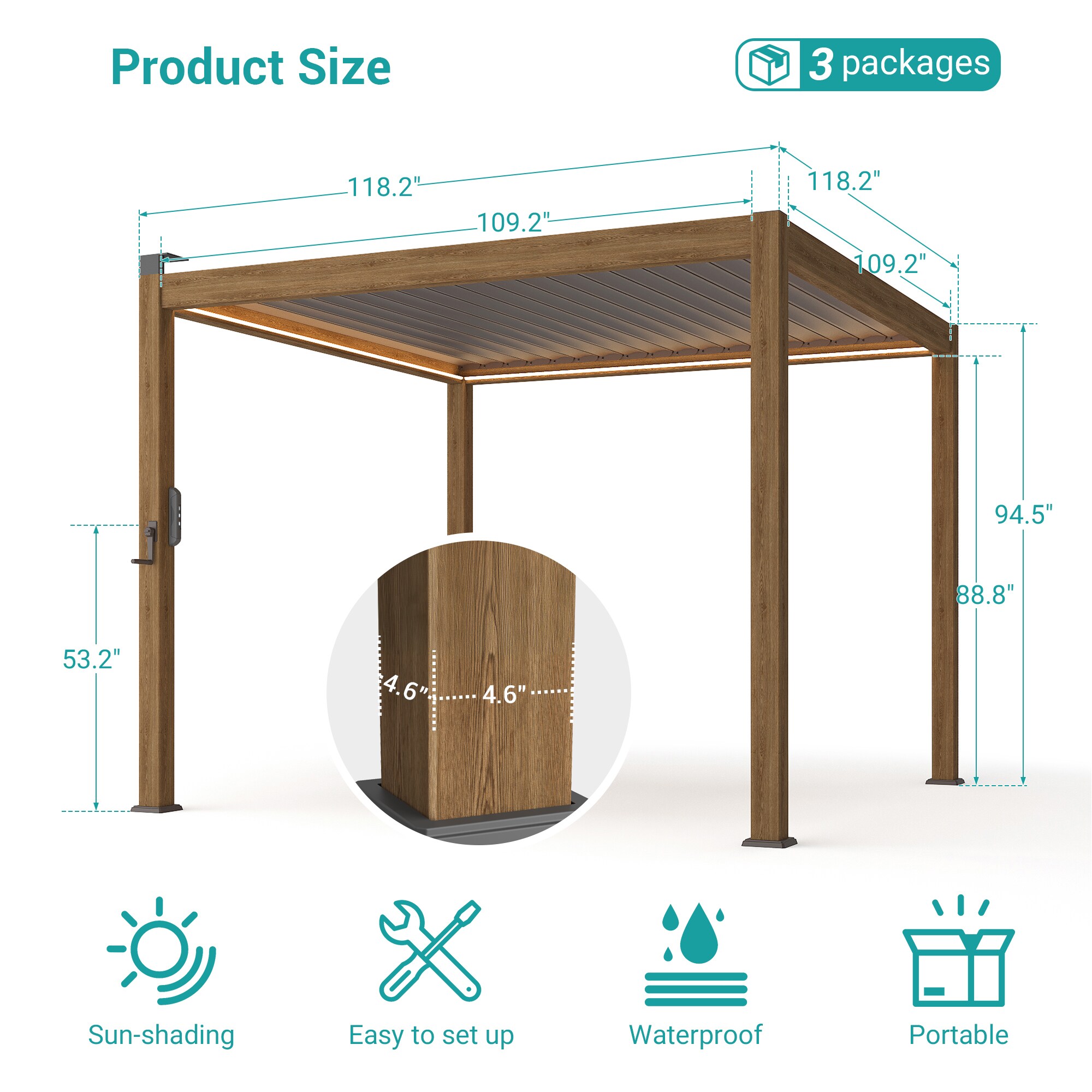 ACEGOSES LW-PLT-LED1010WD Pergolas-2 - View #3