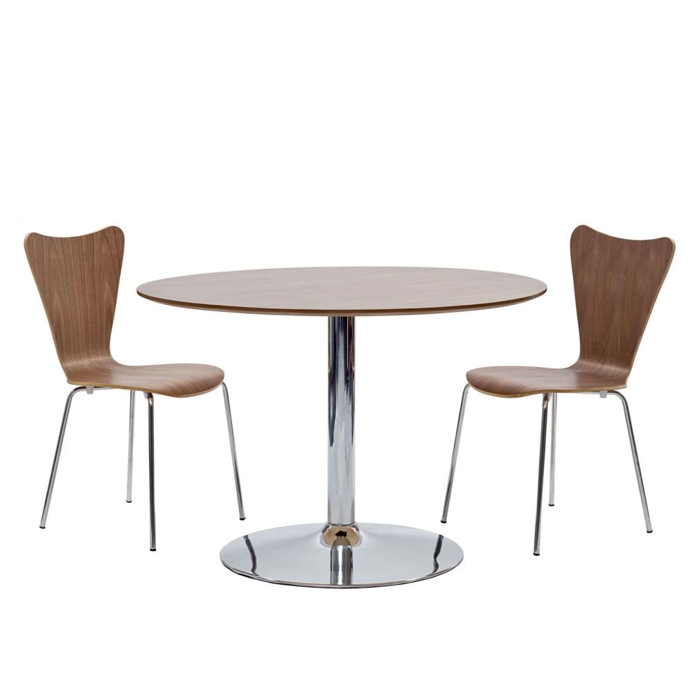 Modway EEI-886 Rostrum Walnut Contemporary/Modern Dining Room Set with Round Table (Seats 2)