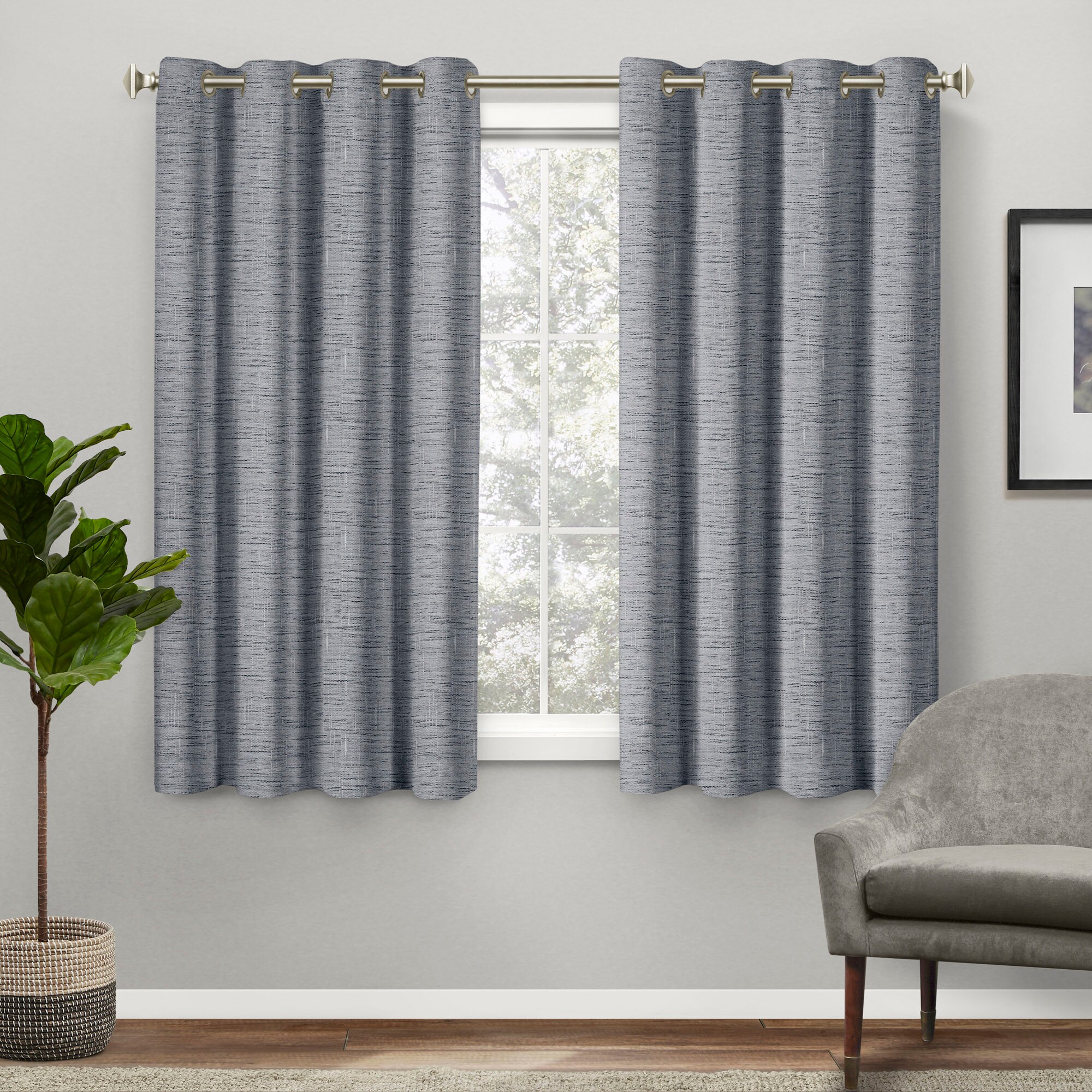 Exclusive Home YA013553DSEHA1 A426 63-Inches Indigo Blackout Thermal lined Grommet Curtain panel pair