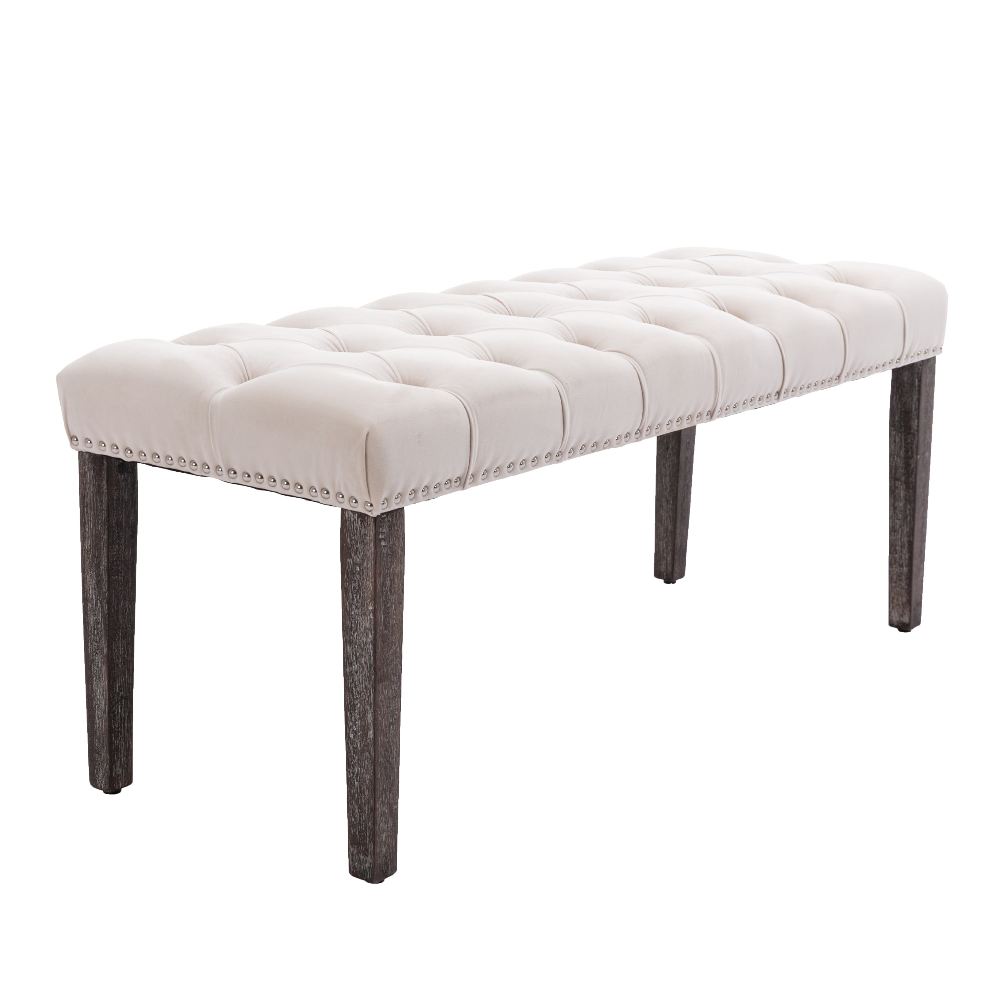 Flynama L-32683 Modern Beige Accent Bench 45.28-in x 16.93-in x 18.9-in