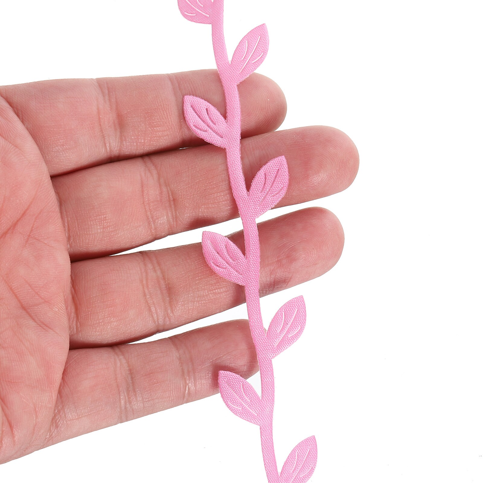 PATIKIL 44 Yards Pink Leaf Ribbon Leaves Trim Rope Artificial Leaf ...