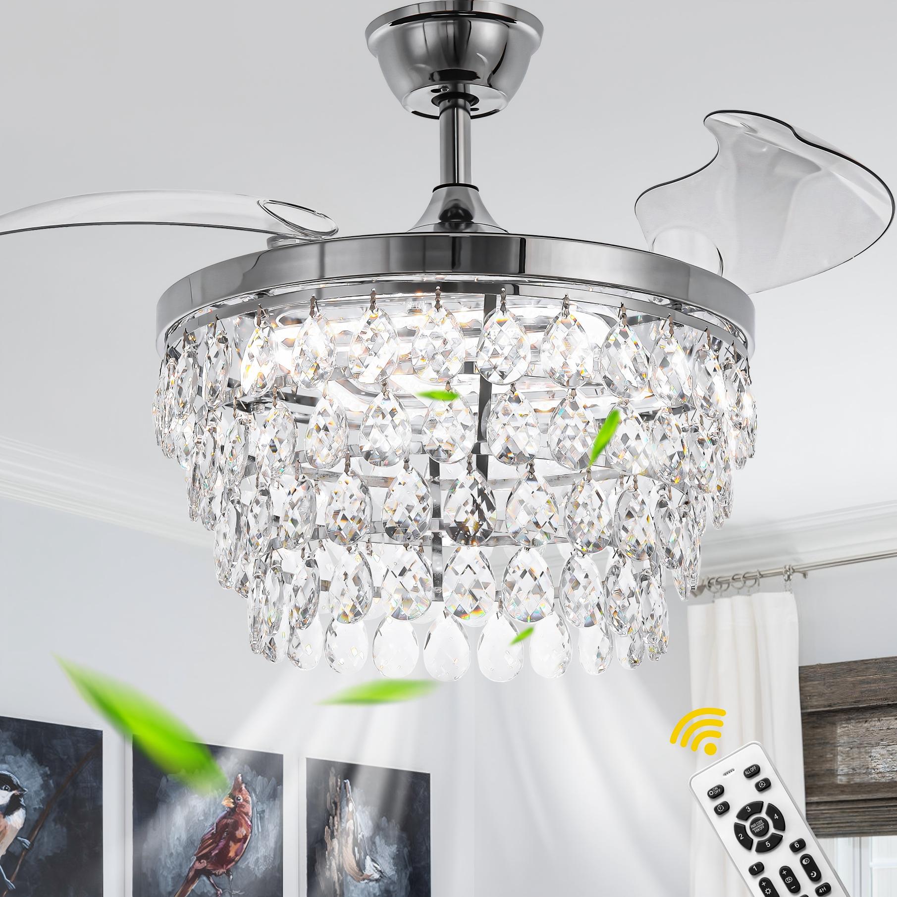 Oaks Decor DC4270OKEL-C Cordoba 42-in Color-Changing Chrome with Modern/contemporary Blades Chandelier Ceiling Fan With Light - Remote Included ( 3 -Blade )
