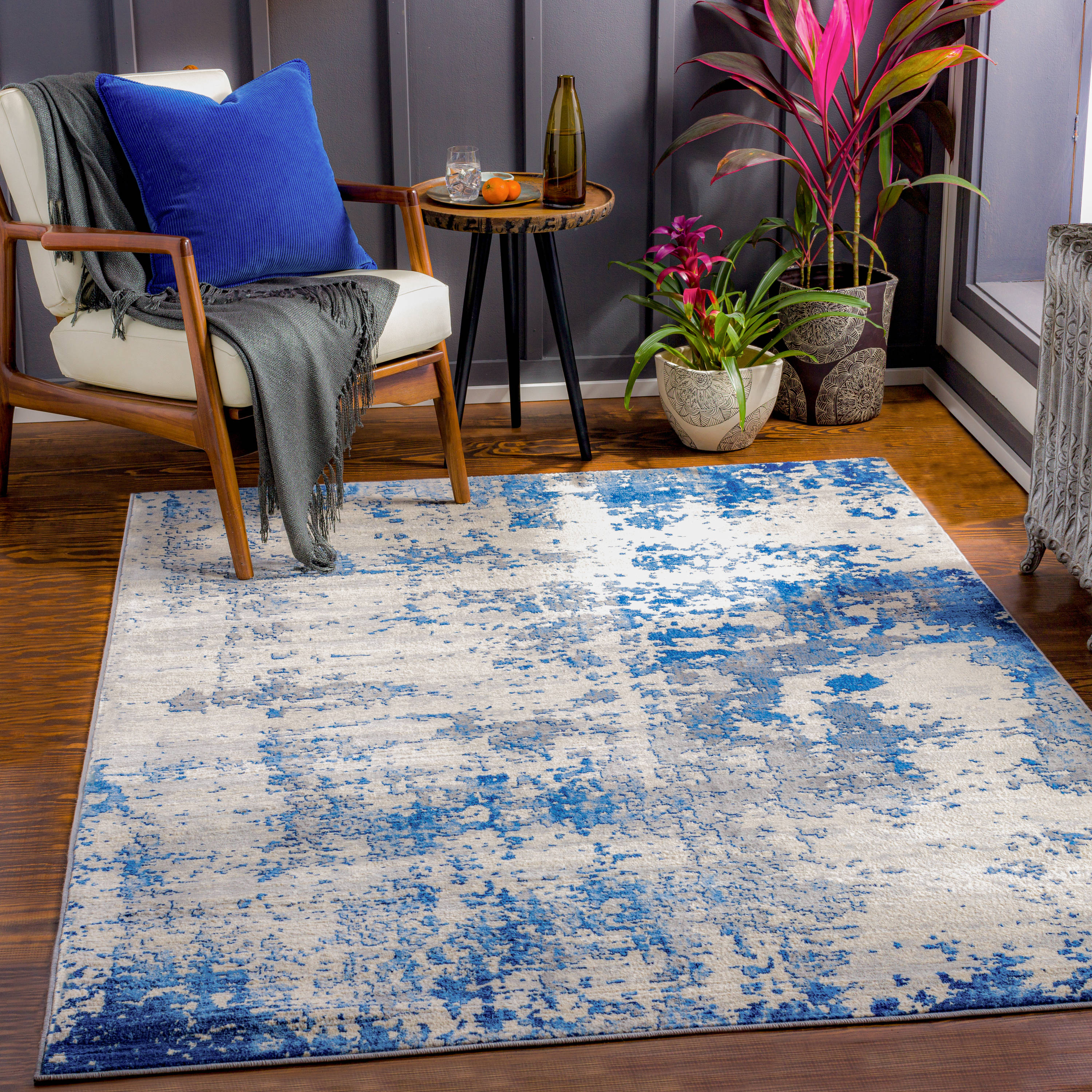 Livabliss MOC2334-710103 Monaco 8 x 10 (ft) Polypropylene Dark Blue Rectangular Indoor Abstract Industrial Area rug