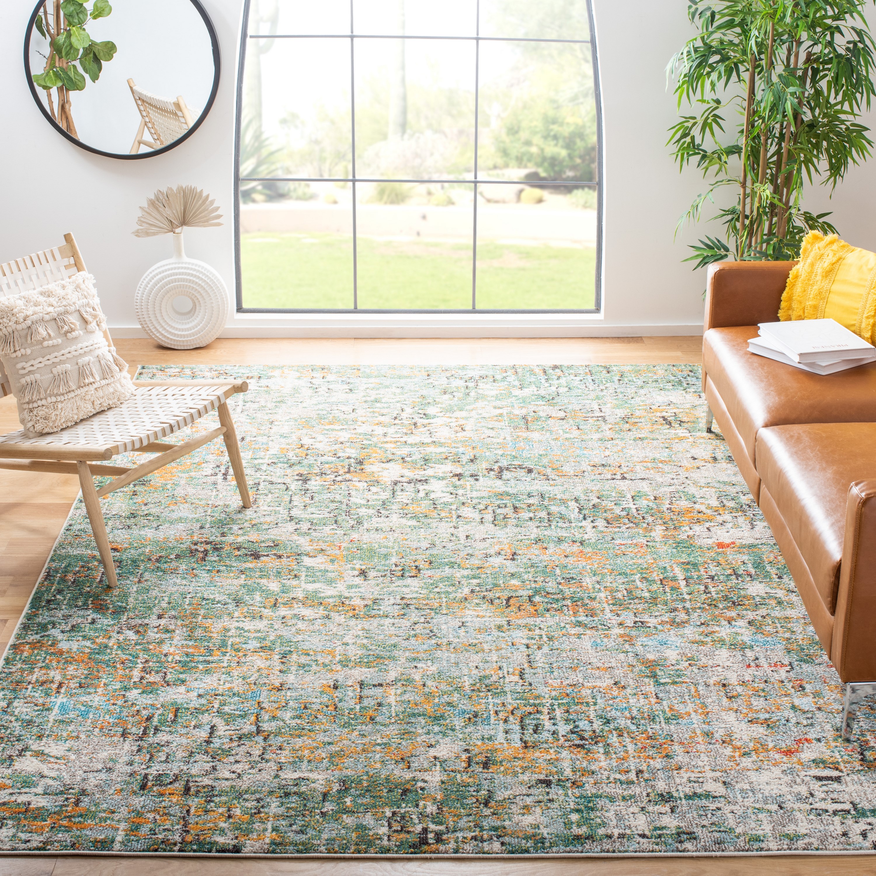 Safavieh Madison Baie 10 X 14 Green/Turquoise Indoor Abstract Industrial  Area Rug in the Rugs department at