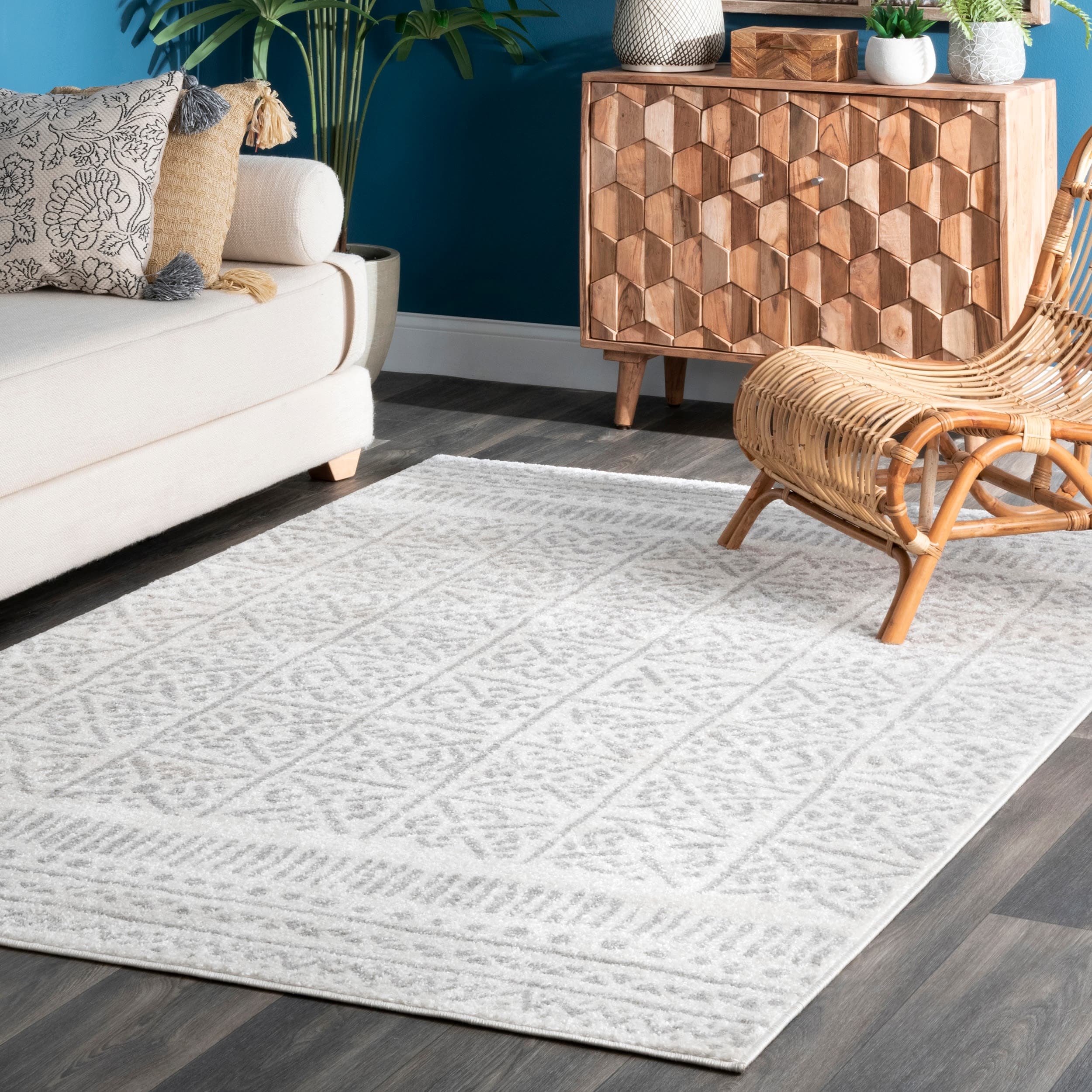 nuLOOM BDSM25A-6709 7 x 9 (ft) Loomed Polypropylene Beige Rectangular Indoor Geometric Area rug
