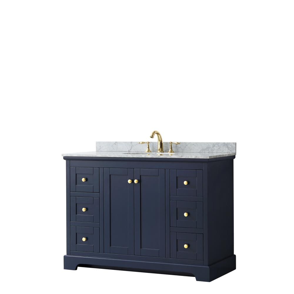 Wyndham Collection Avery 48-in Dark Blue Undermount Single Sink