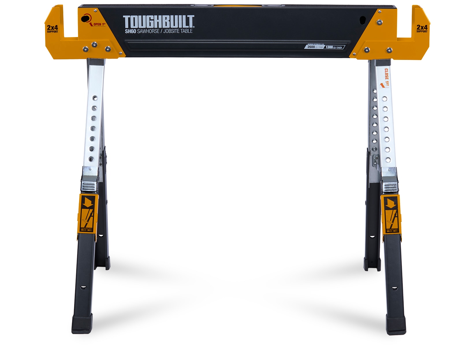 TOUGHBUILT SH60 40-in W x 32-in H Adjustable Steel Saw Horse (1300-lb  Capacity) in the Saw Horses department at
