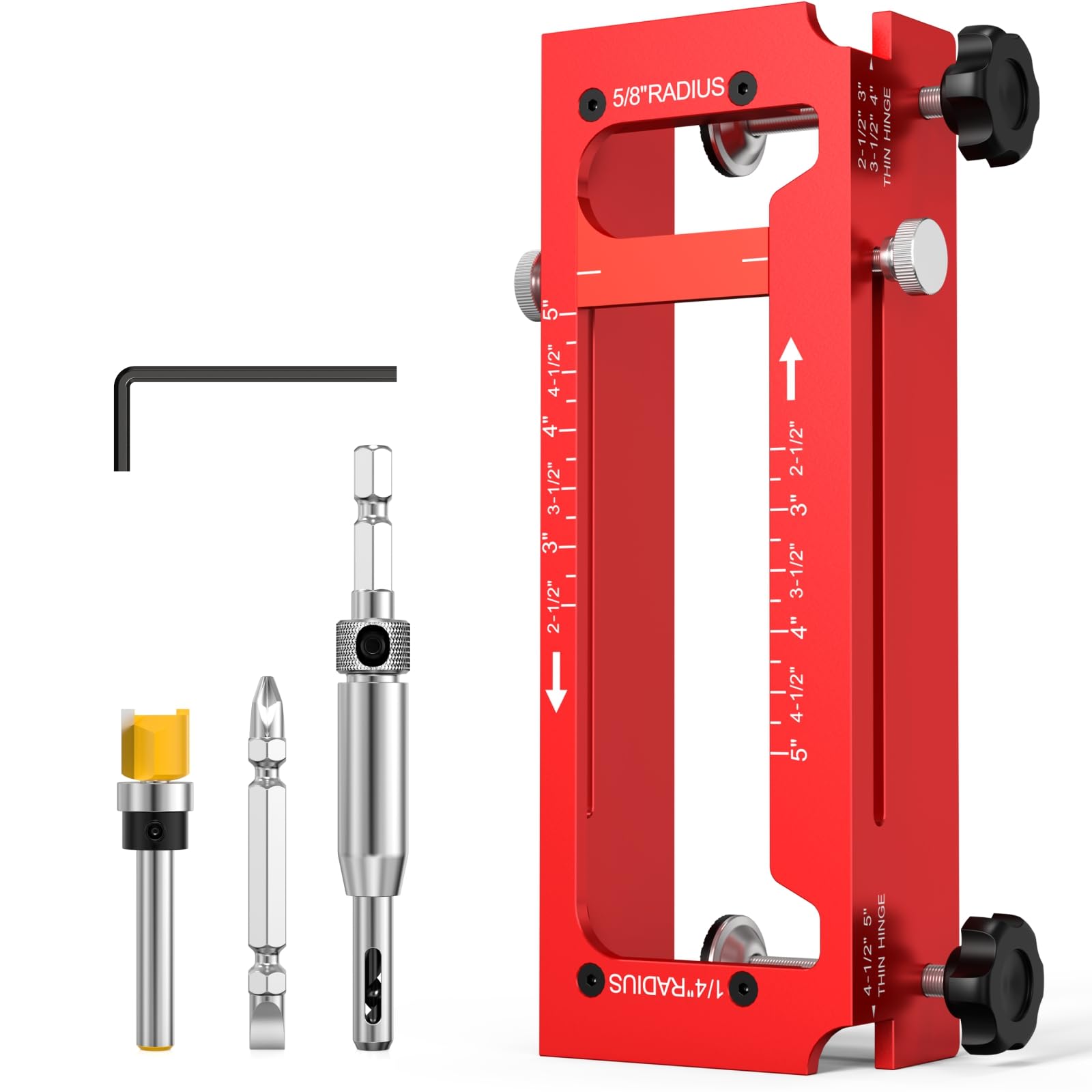 Aoibox  Door Hinge Jig Aluminum Alloy Adjustable Mortise Jig Router Template Kit For 2 5 5 Hinges 1 4 5 8 Radius