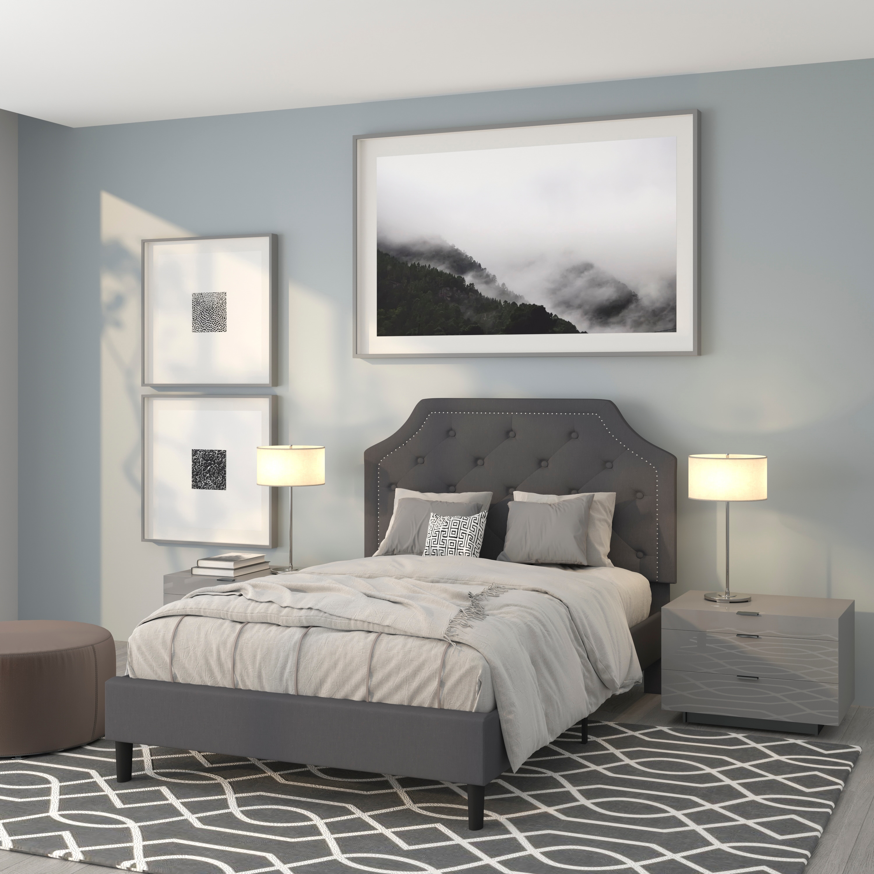 Flash Furniture 889142227151 Brighton Dark Gray Full Upholstered Platform Bed