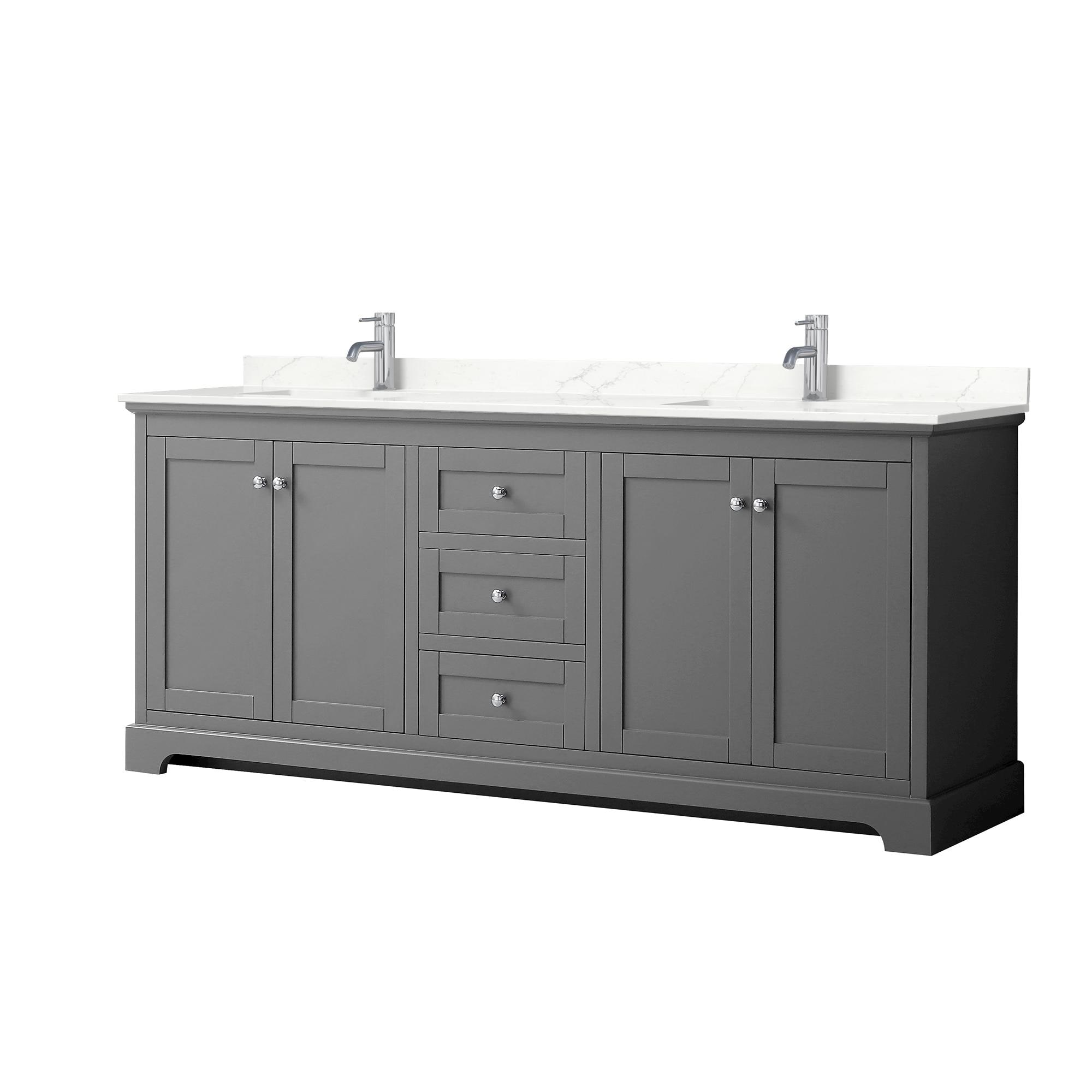 Wyndham Collection WCV232380DKGGTUNSMXX Avery 80-in Dark Gray Undermount Double Sink Bathroom Vanity with Giotto Quartz Top