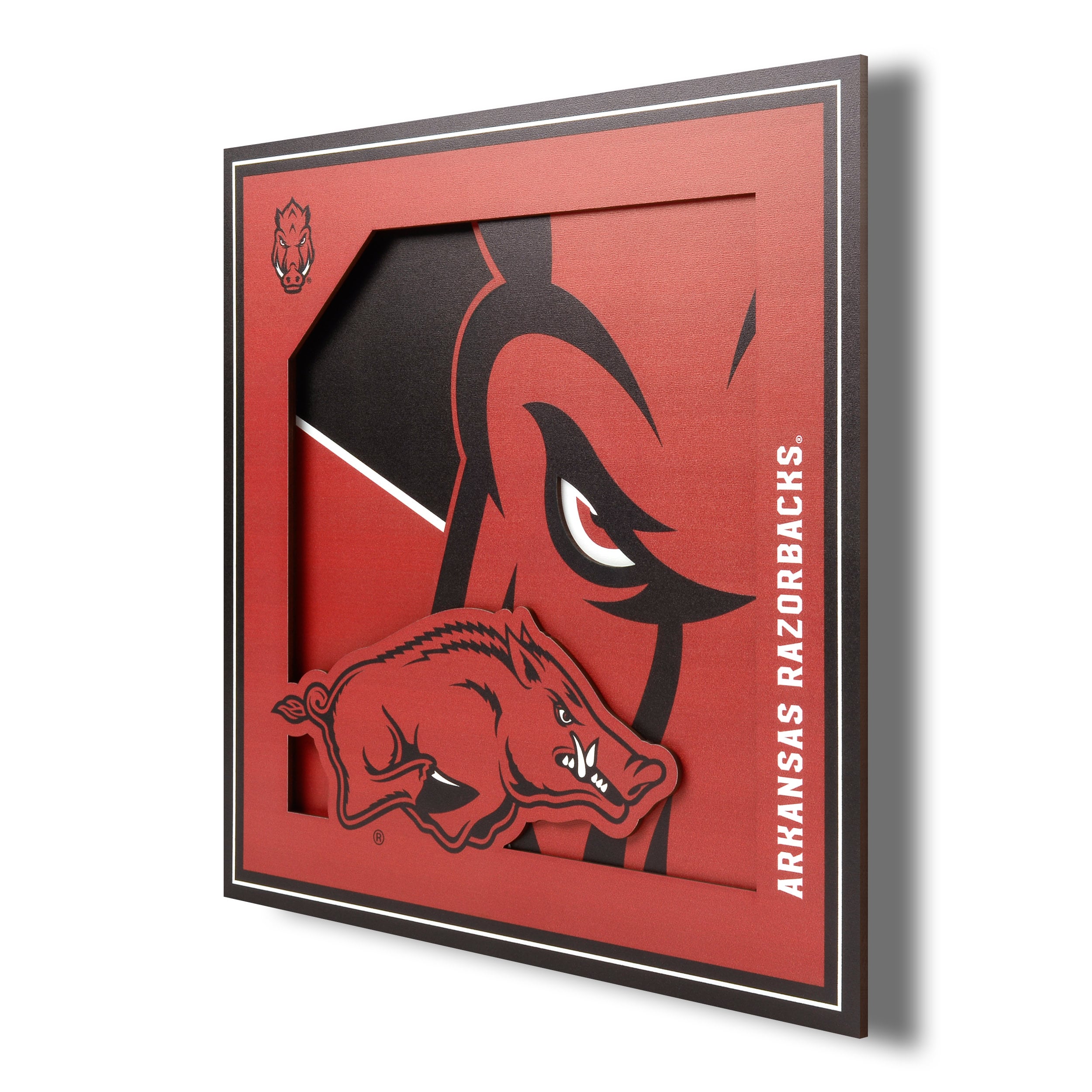 Sportula 2506661 YouTheFan NCAA Arkansas Razorbacks 3D Logo Series Wall Art - 12x12 YouTheFan Team Colors Floater frame 12-Inches H x 12-Inches W Sports 3D art