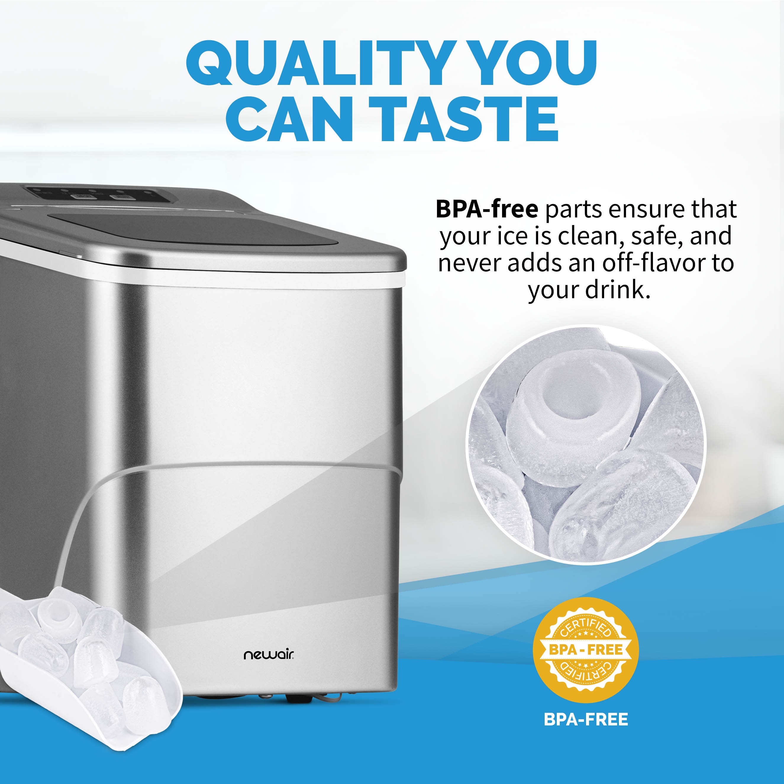 Newair 26 lb Silver Portable Countertop Ice Maker