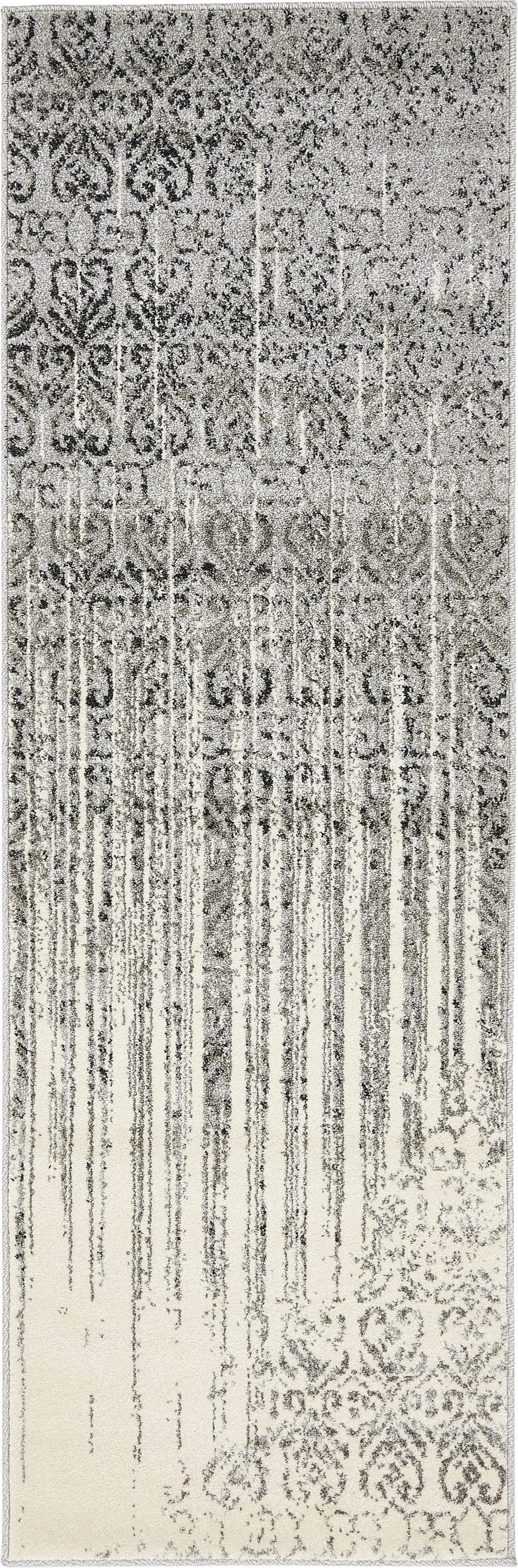 Unique Loom 3133393 Jennifer Del Mar 2 x 6 (ft) Loomed Polypropylene Gray/Ivory Rectangular Indoor Stripe Industrial Runner rug