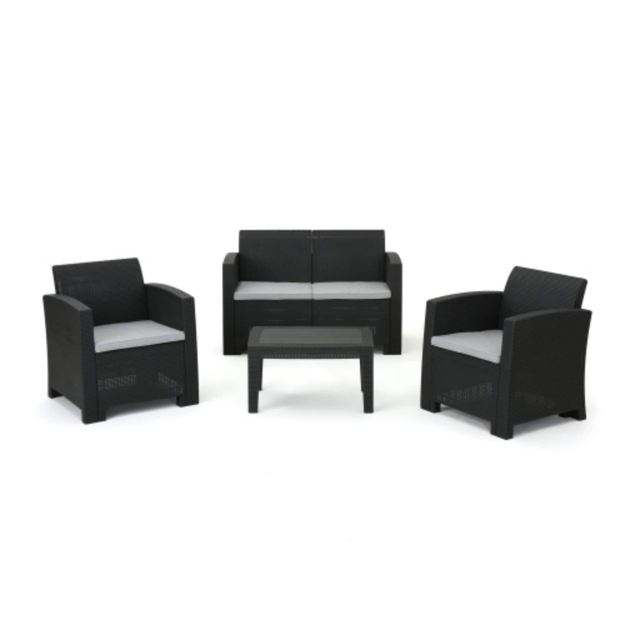 Maocao Hoom SH310.00 4 -Piece Rattan Patio Conversation Set with Gray Cushions