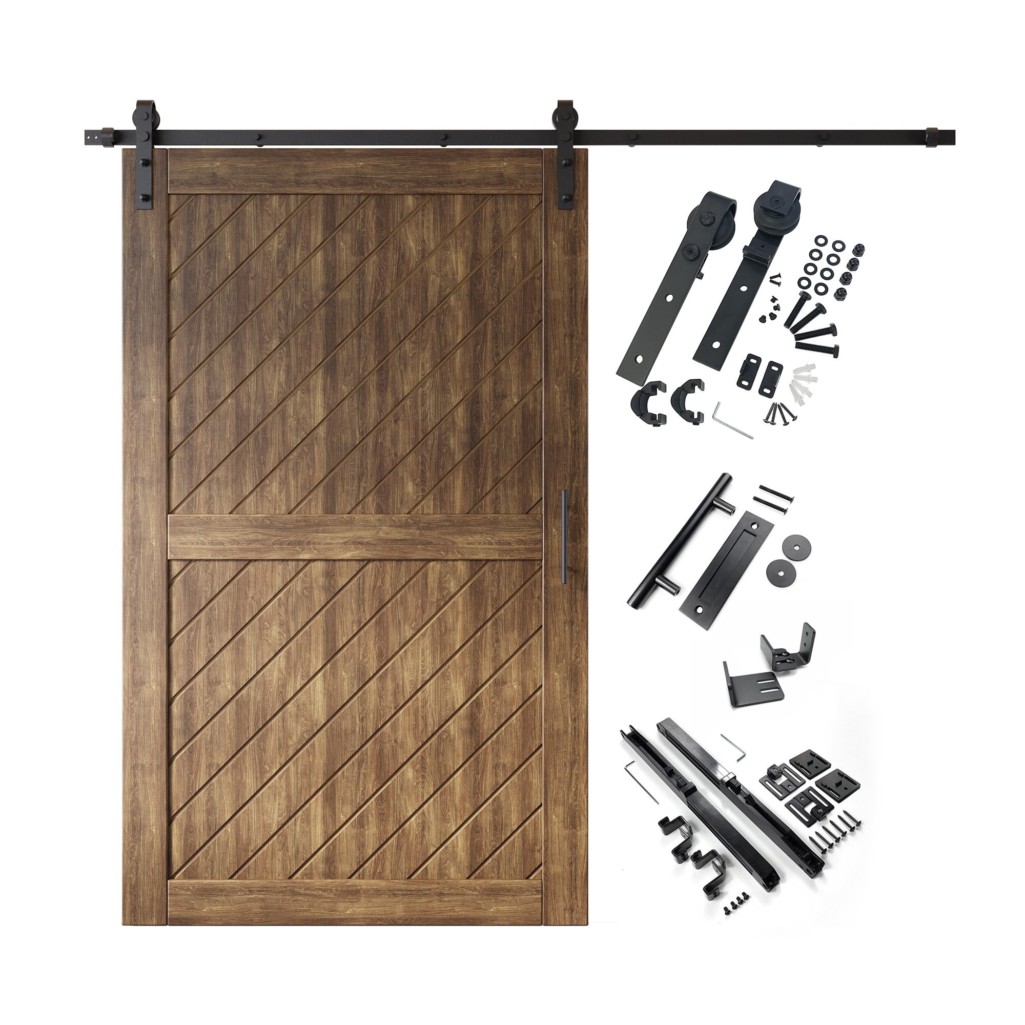 HOMACER YT1H108C-XT1-5080-WA 50-in x 80-in Dark Walnut Prefinished Non-standard Pine Wood Solid core Single Barn Door (Hardware Included)