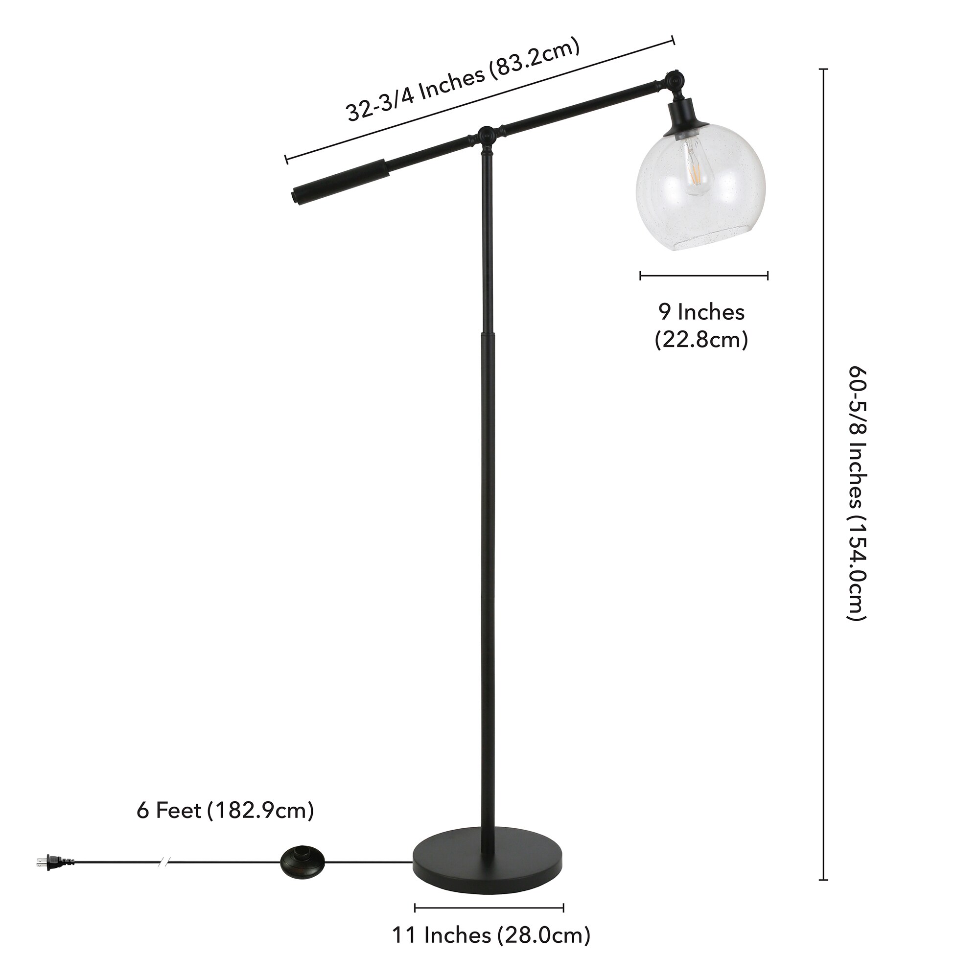 Dardan Traditional Voice-Controlled Floor Lamp in Brushed Gold with Clear Glass Dome